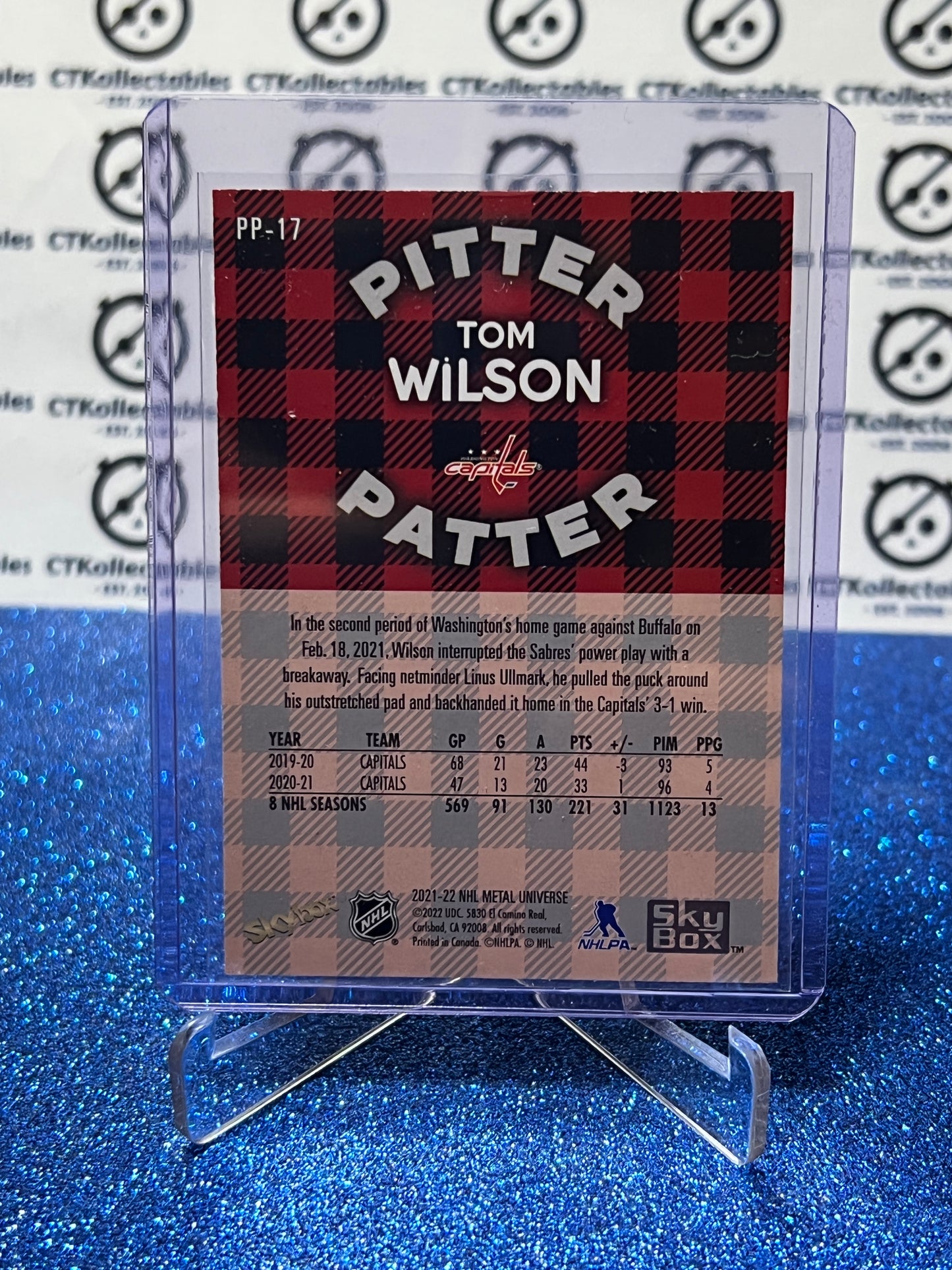 2021-22 SKYBOX METAL TOM WILSON # PP-17 PITTER PATTER /99 WASHINGTON CAPITALS HOCKEY CARD