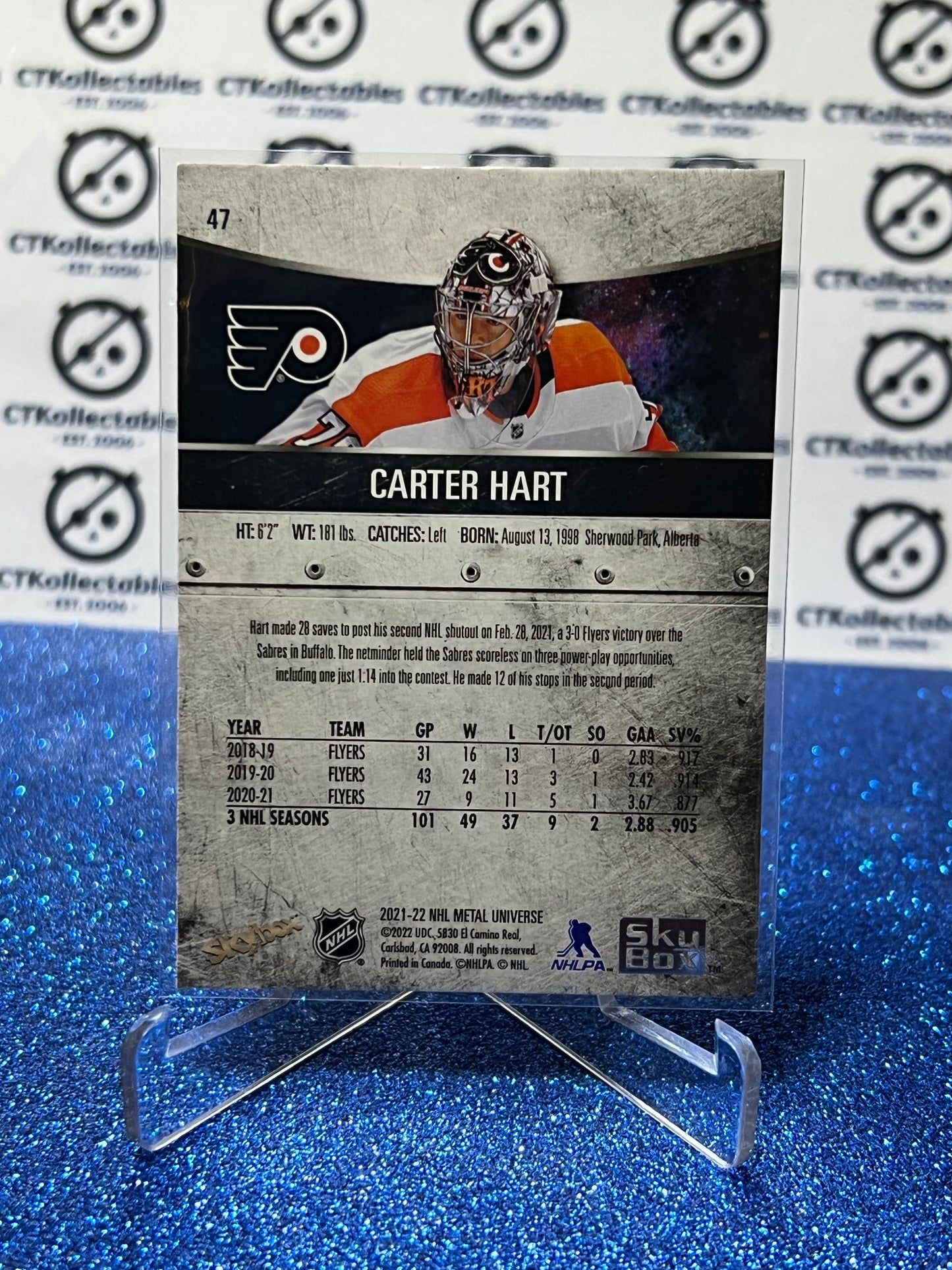 2021-22 SKYBOX METAL CARTER HART # 47 PHILADELPHIA FLYERS HOCKEY CARD