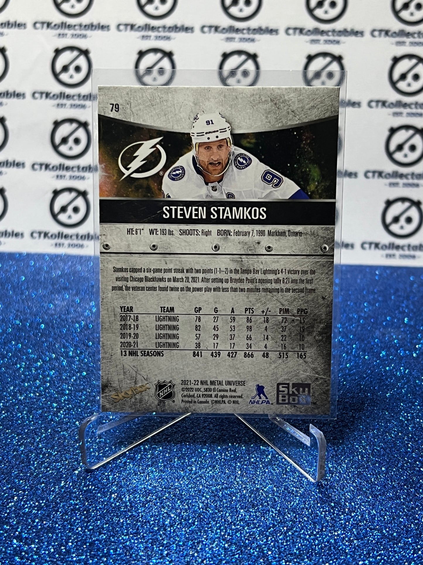 2021-22 SKYBOX METAL STEVEN STAMKOS # 79 TAMPA BAY LIGHTNING HOCKEY CARD