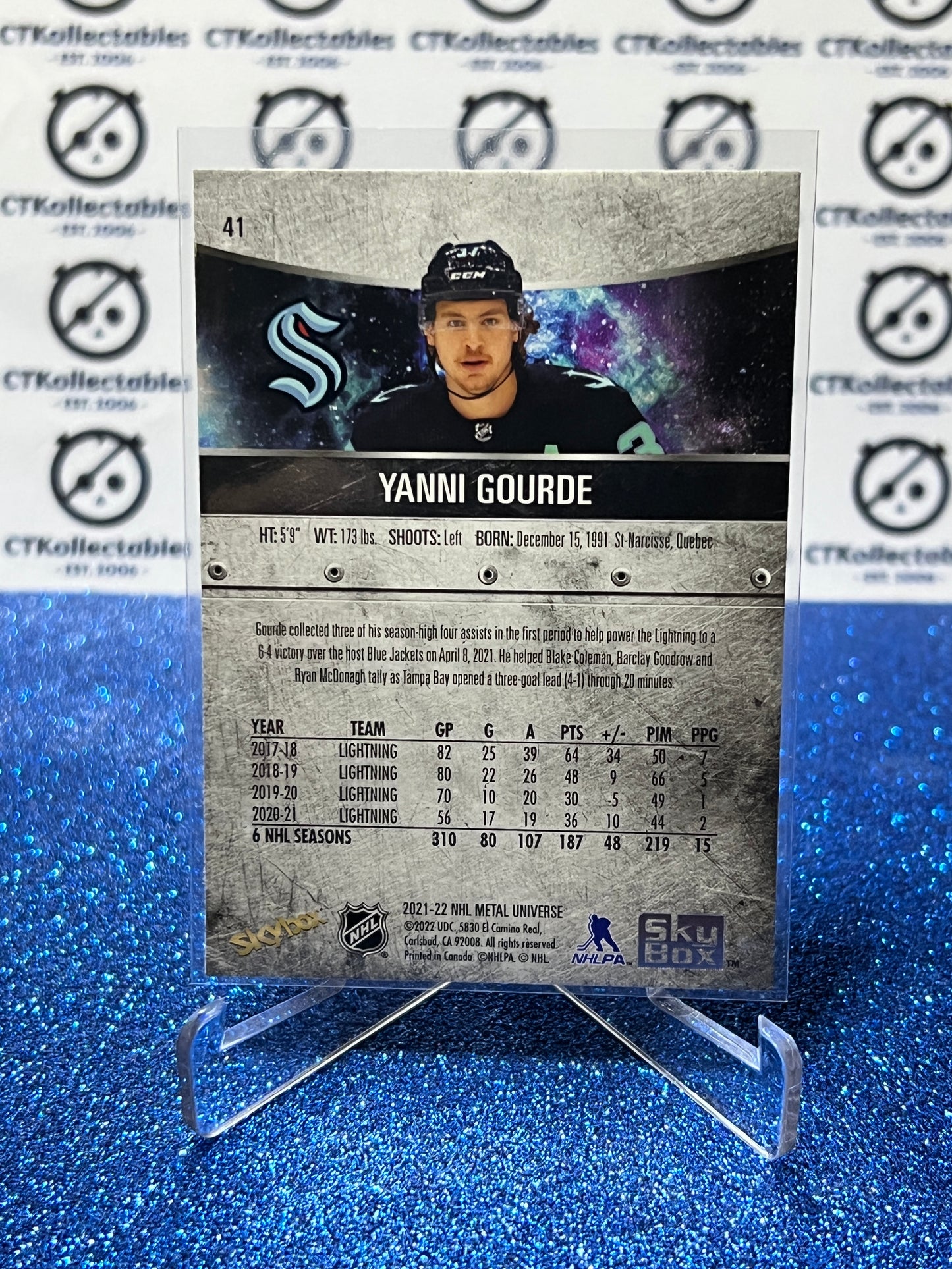 2021-22 SKYBOX METAL YANNI GOURDE # 41 SEATTLE KRAKEN NHL HOCKEY CARD