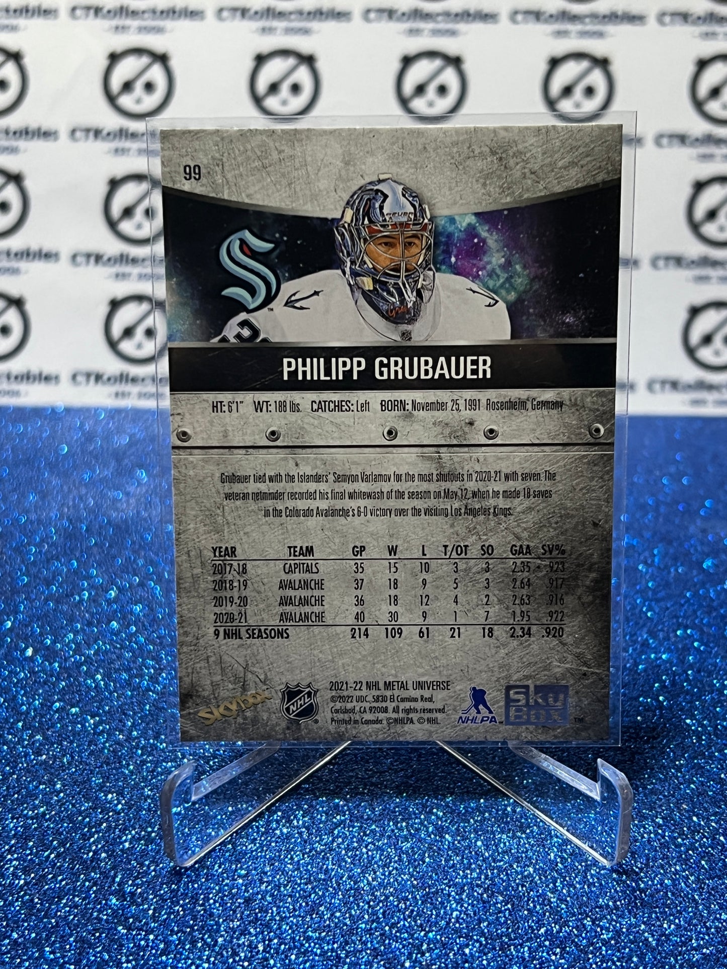 2021-22 SKYBOX METAL PHILIPP GRUBAUER # 99 SEATTLE KRAKEN NHL HOCKEY CARD