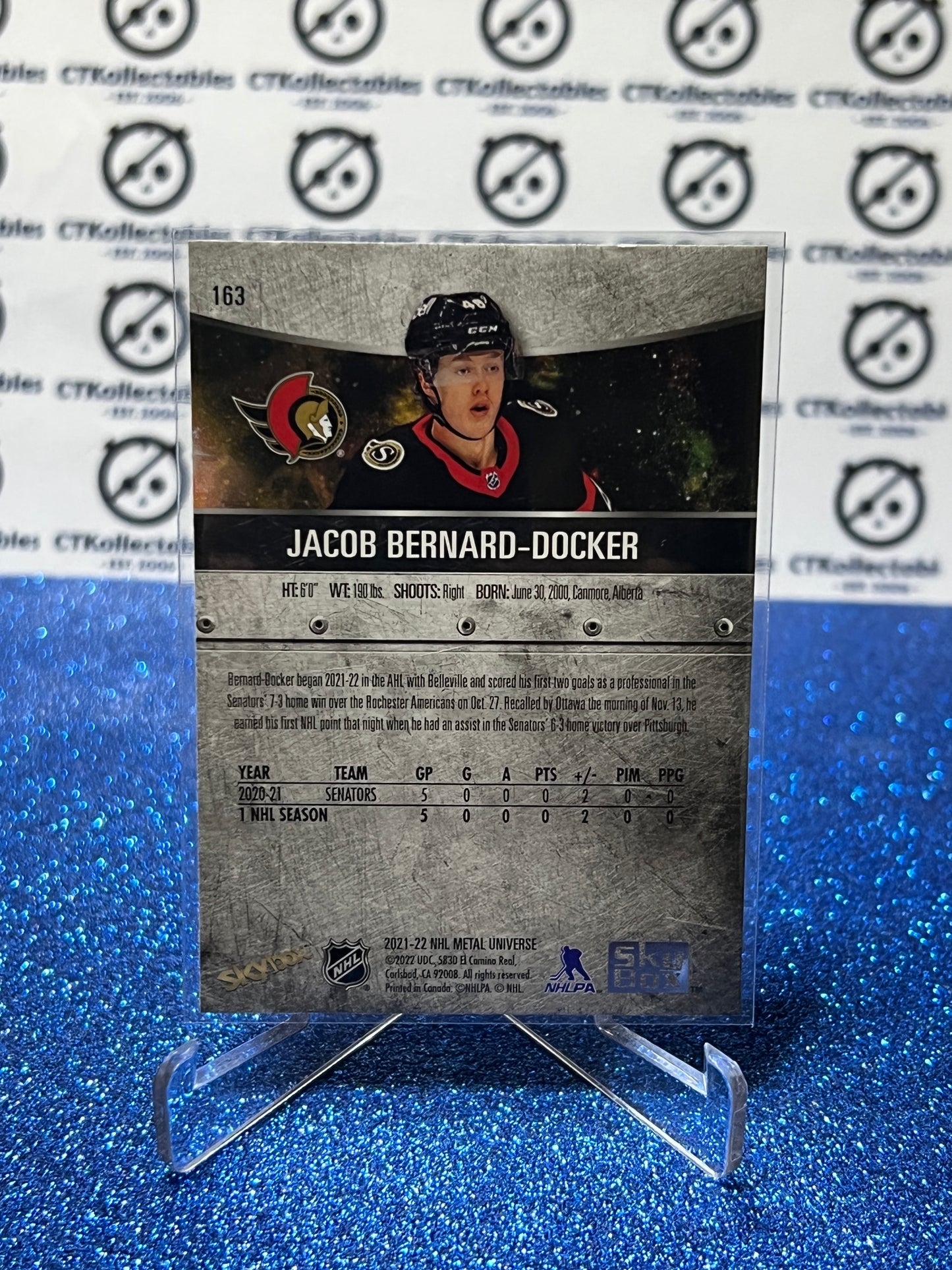 2021-22 SKYBOX METAL JACOB BERNARD-DOCKER # 163 ROOKIE OTTAWA SENATORS NHL HOCKEY CARD