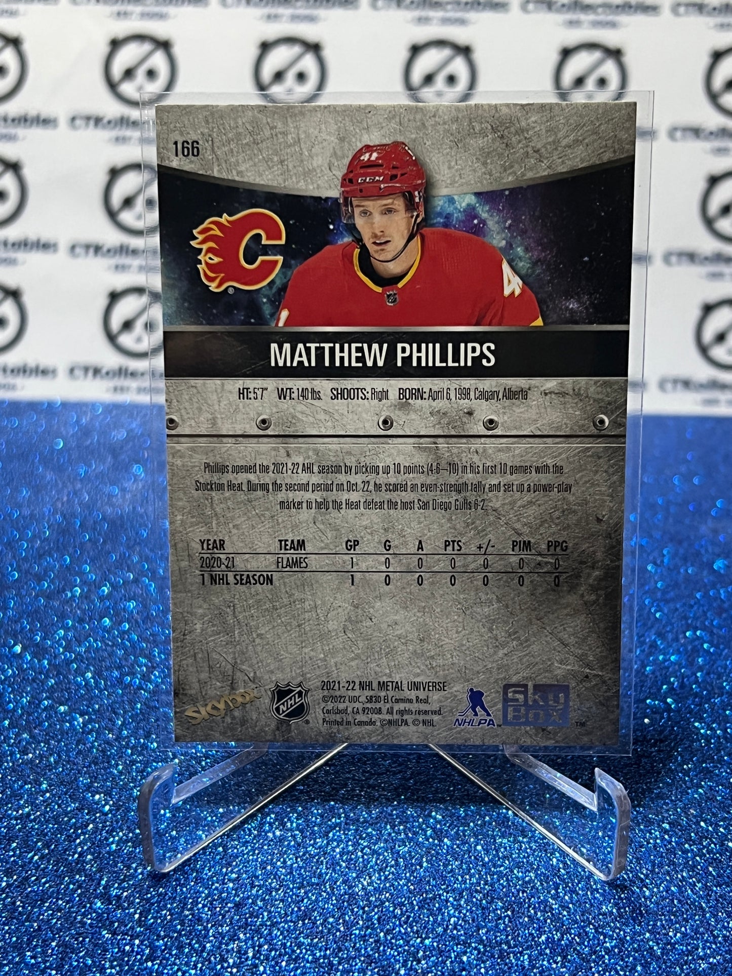 2021-22 SKYBOX METAL MATTHEW PHILLIPS # 166 ROOKIE CALGARY FLAMES NHL HOCKEY CARD