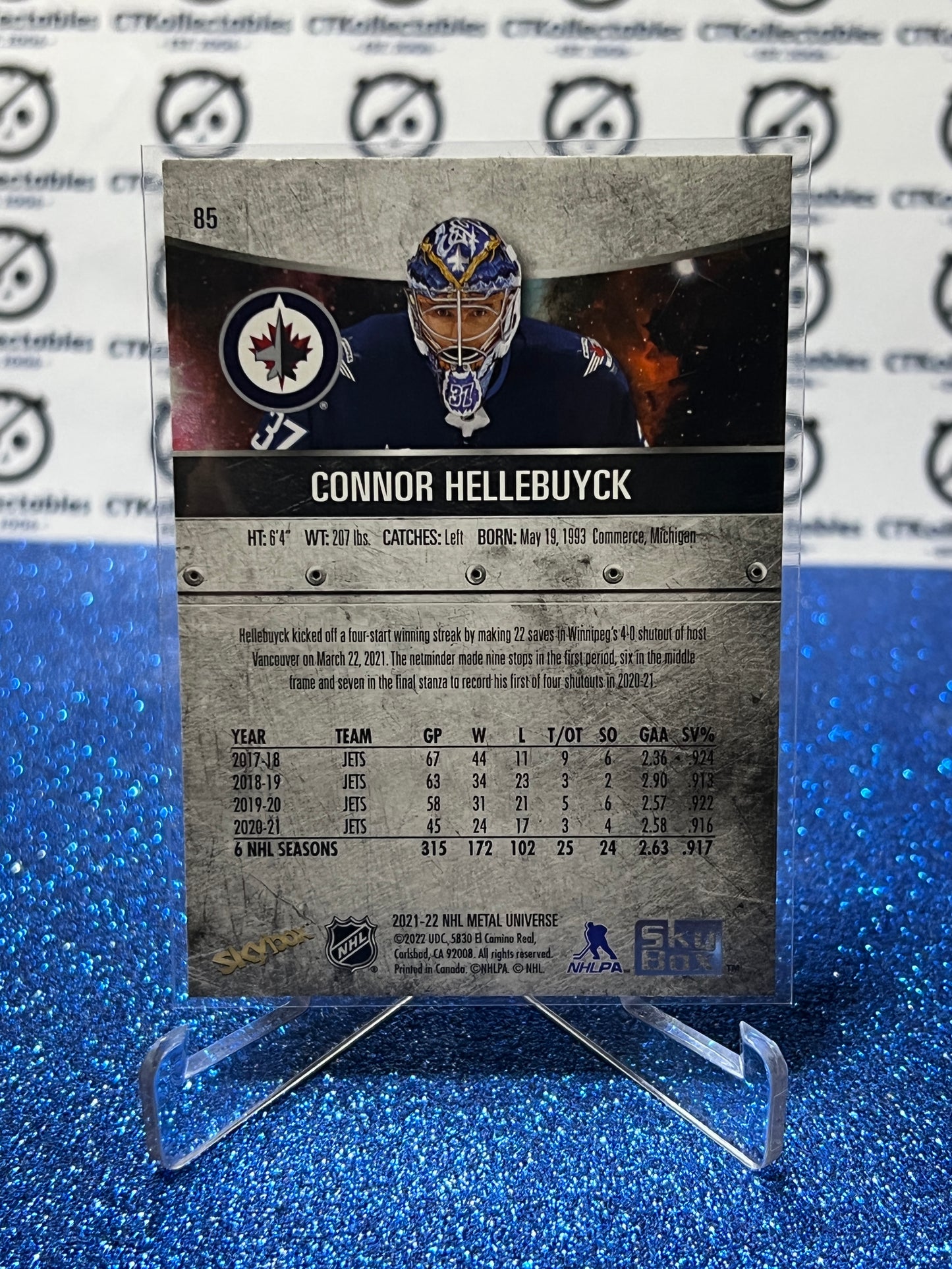 2021-22 SKYBOX METAL CONNOR HELLEBUYCK # 85 WINNIPEG JETS NHL HOCKEY CARD