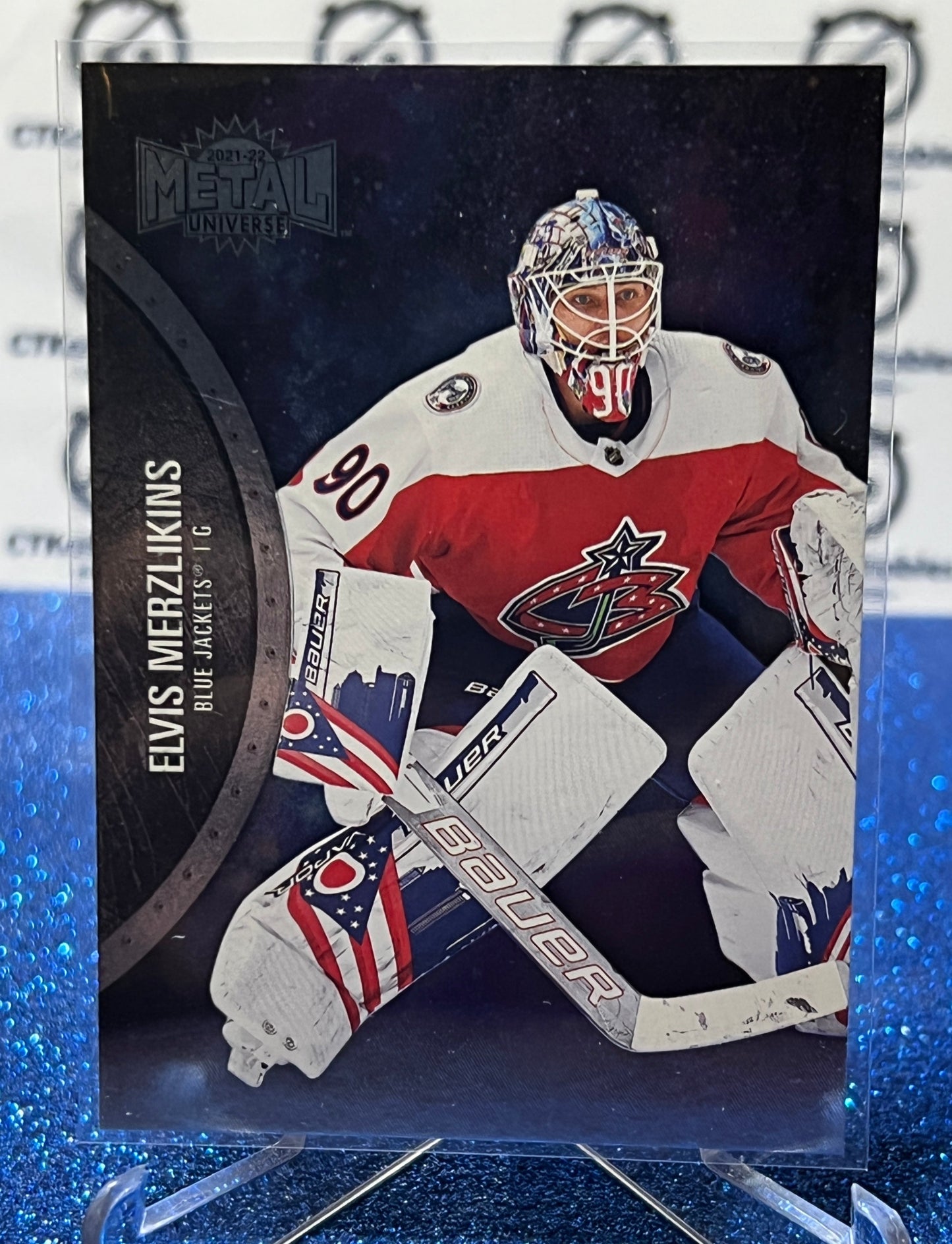 2021-22 SKYBOX METAL ELVIS MERZLIKINS # 133 COLUMBUS BLUE JACKETS NHL HOCKEY CARD