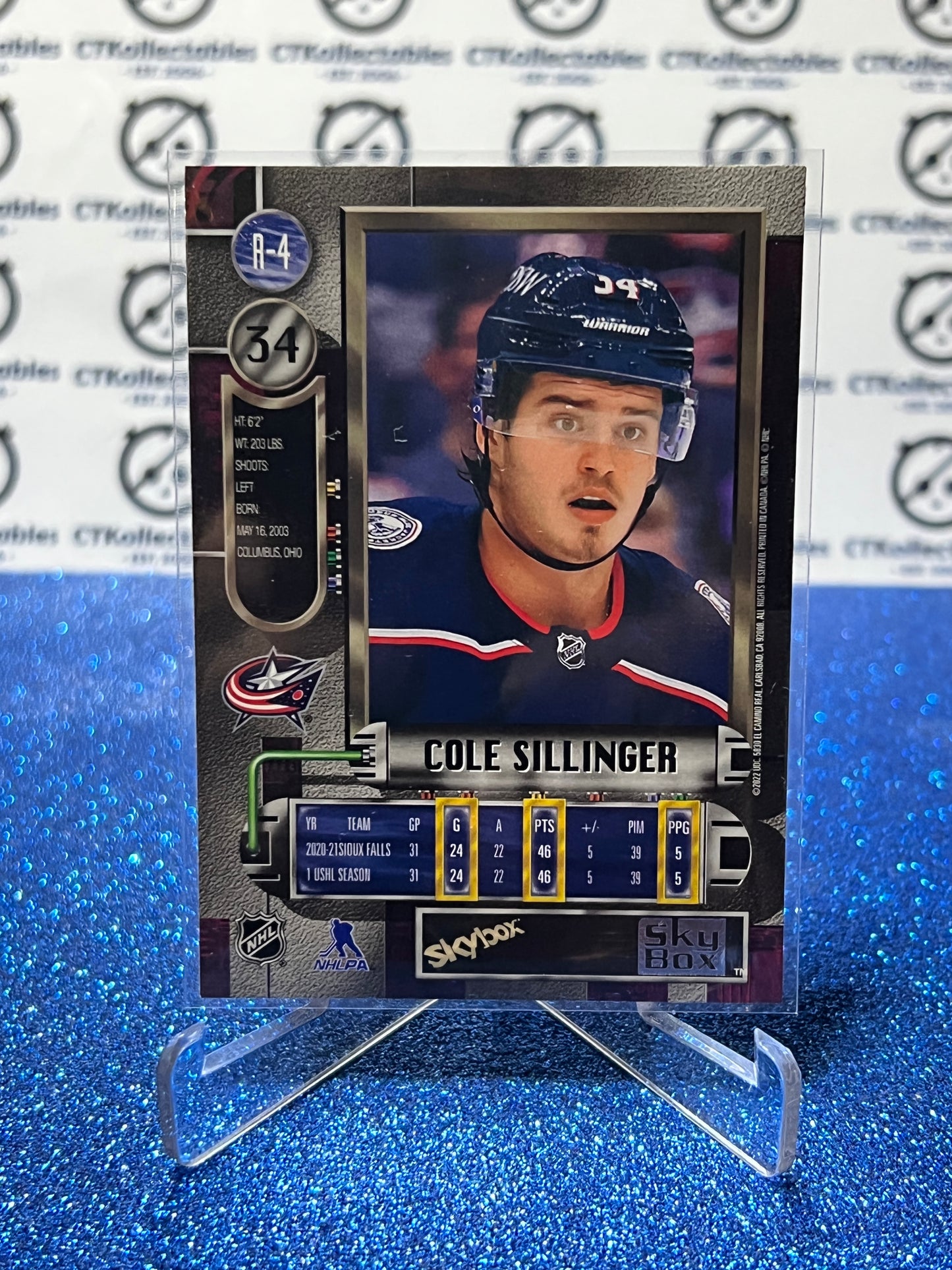 2021-22 SKYBOX METAL COLE SILLINGER # R-4 ROOKIE COLUMBUS BLUE JACKETS NHL HOCKEY CARD