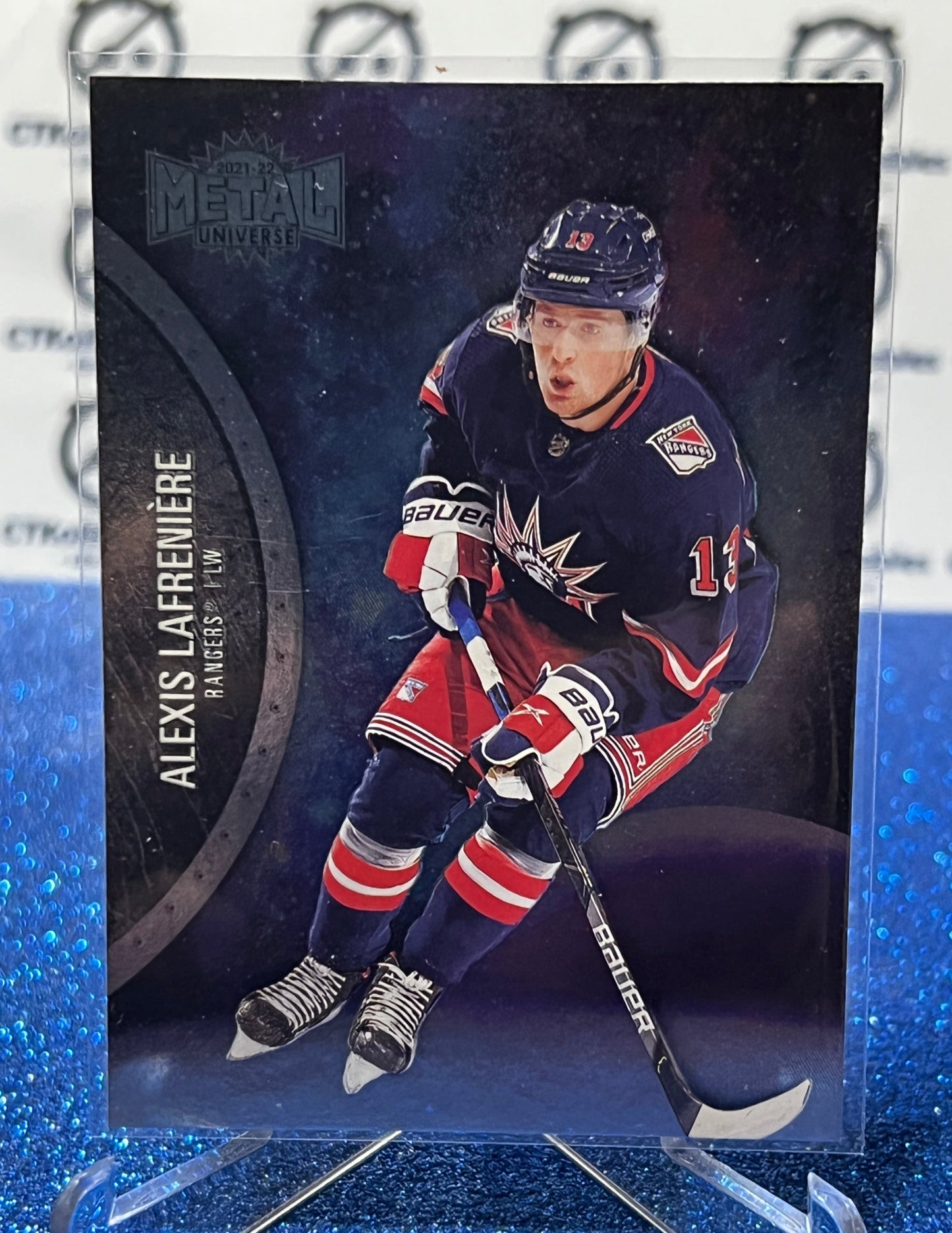 2021-22 SKYBOX METAL ALEXIS LAFRENIERE #139 ROOKIE COLUMBUS BLUE JACKETS NEW YORK RANGERS HOCKEY CARD