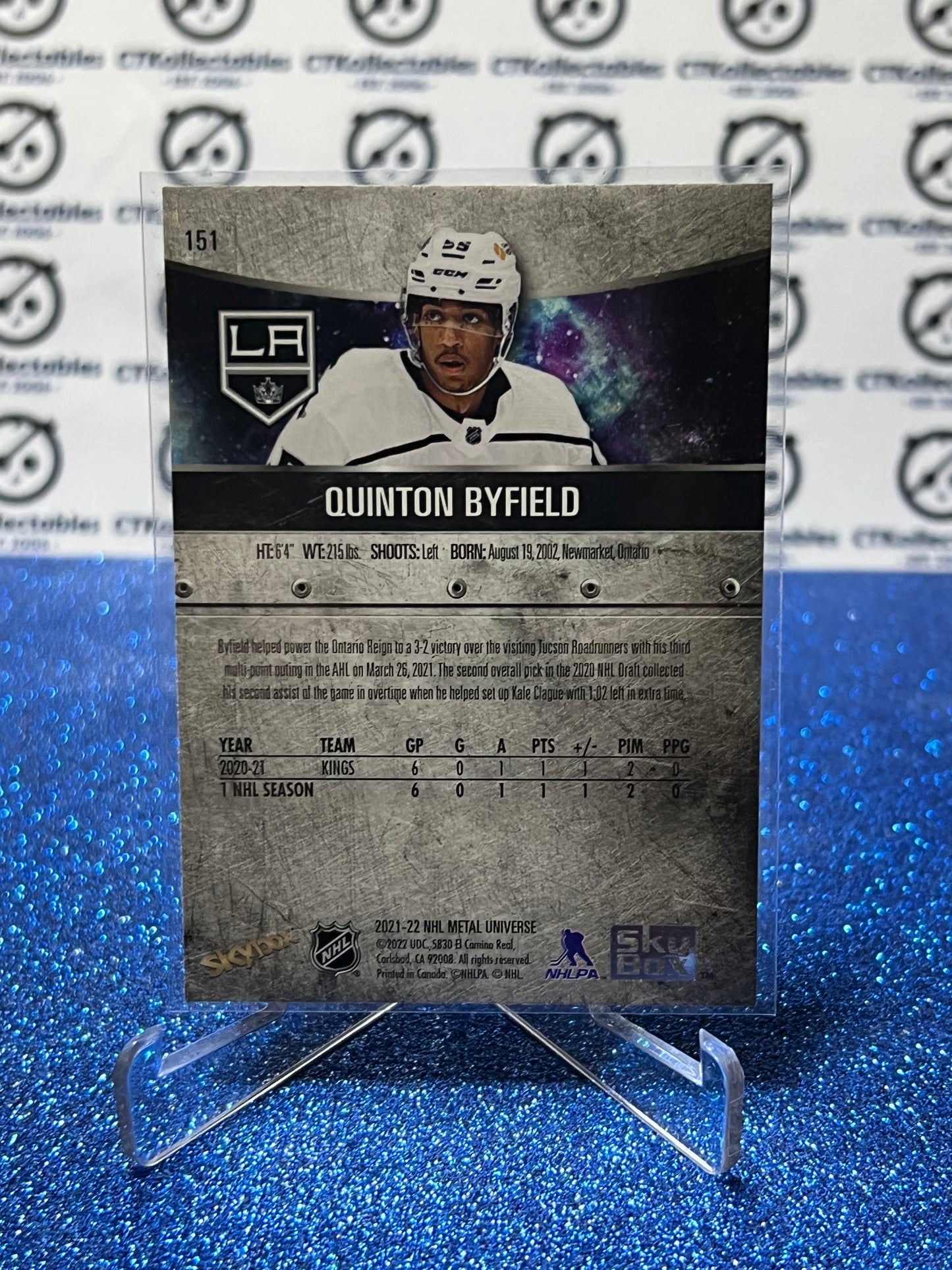 2021-22 SKYBOX METAL QUINTON BYFIELD # 151 ROOKIE LA KINGS NHL HOCKEY CARD