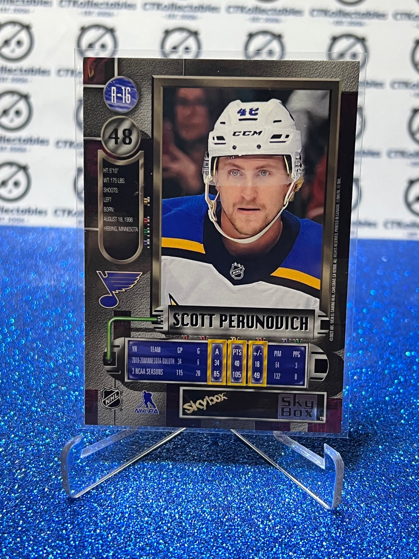 2021-22 SKYBOX METAL SCOTT PERUNOVICH # R-16 ROOKIE ST. LOUIS BLUES NHL HOCKEY CARD