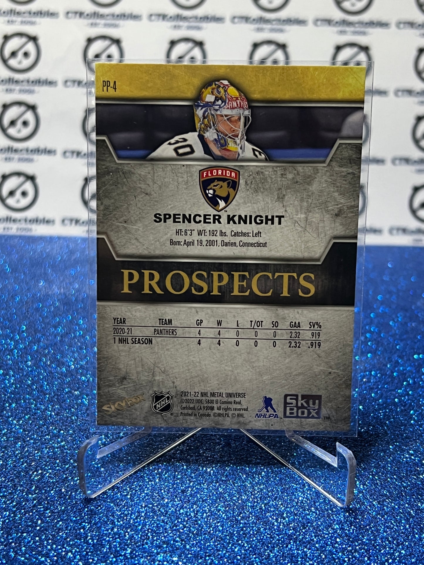 2021-22 SKYBOX METAL SPENCER KNIGHT # PP-4 PROSPECTS FLORIDA PANTHERS NHL HOCKEY CARD