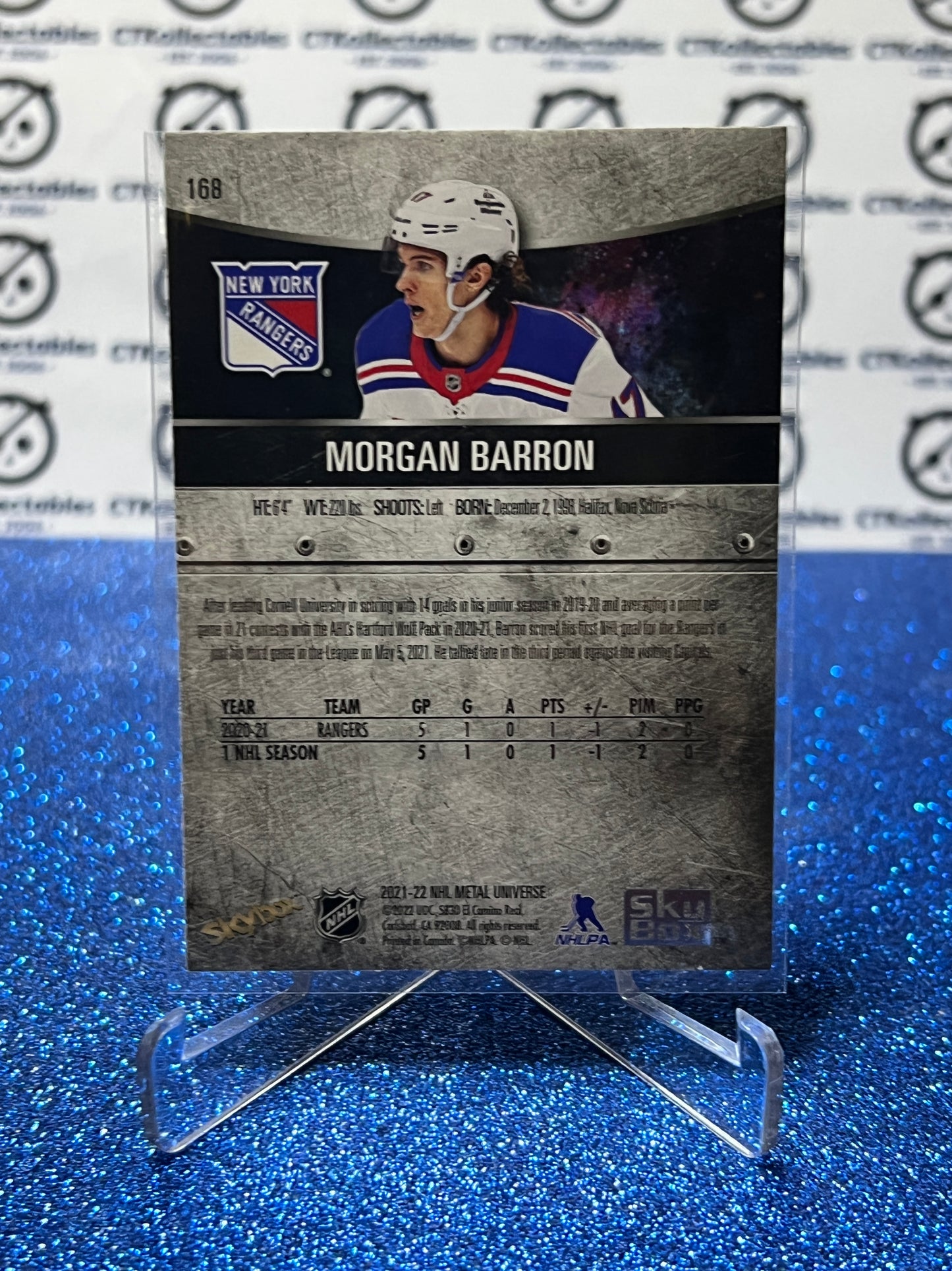 2021-22 SKYBOX METAL MORGAN BARRON # 168 ROOKIE NEW YORK RANGERS NHL HOCKEY CARD