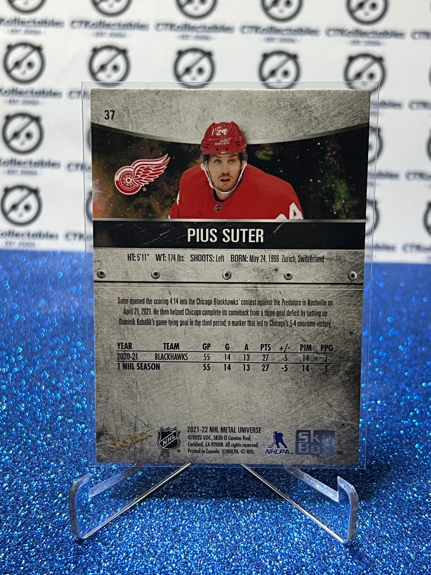 2021-22 SKYBOX METAL PIUS SUTER # 37 ROOKIE DETROIT RED WINGS NHL HOCKEY CARD