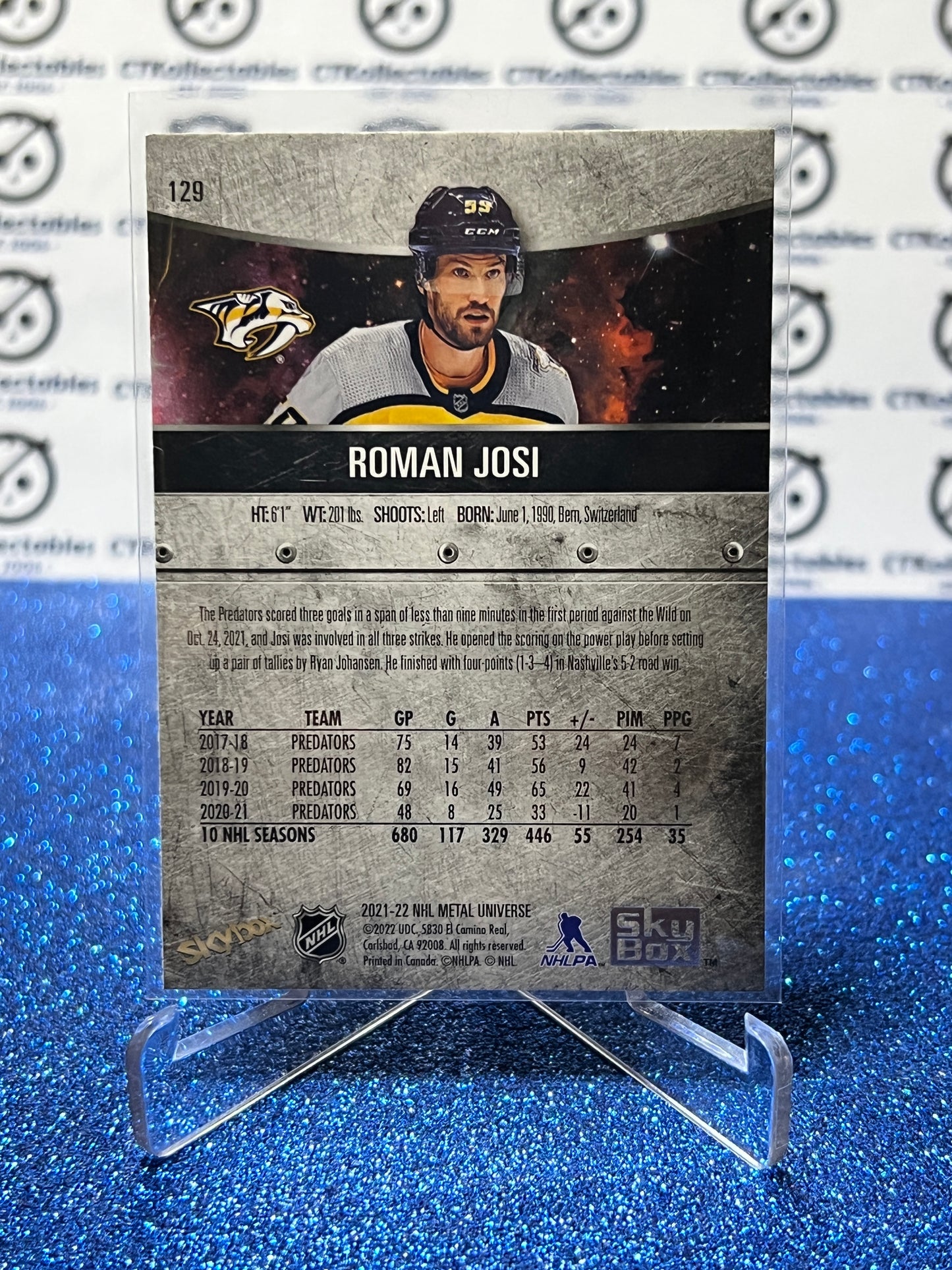 2021-22 SKYBOX METAL ROMAN JOSI # 129 NASHVILLE PREDATORS NHL HOCKEY CARD