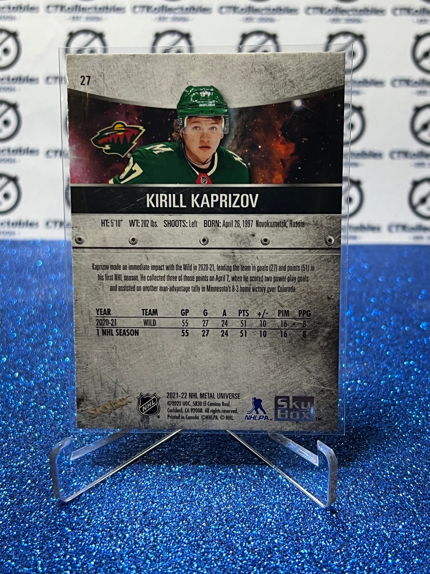 2021-22 SKYBOX METAL KIRILL KAPRIZOV # 27 ROOKIE MINNESOTA WILD  NHL HOCKEY CARD