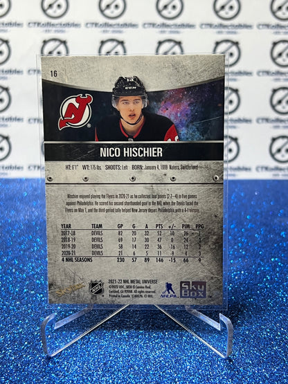 2021-22 SKYBOX METAL NICO HISCHIER # 16  NEW JERSEY DEVILS  NHL HOCKEY CARD