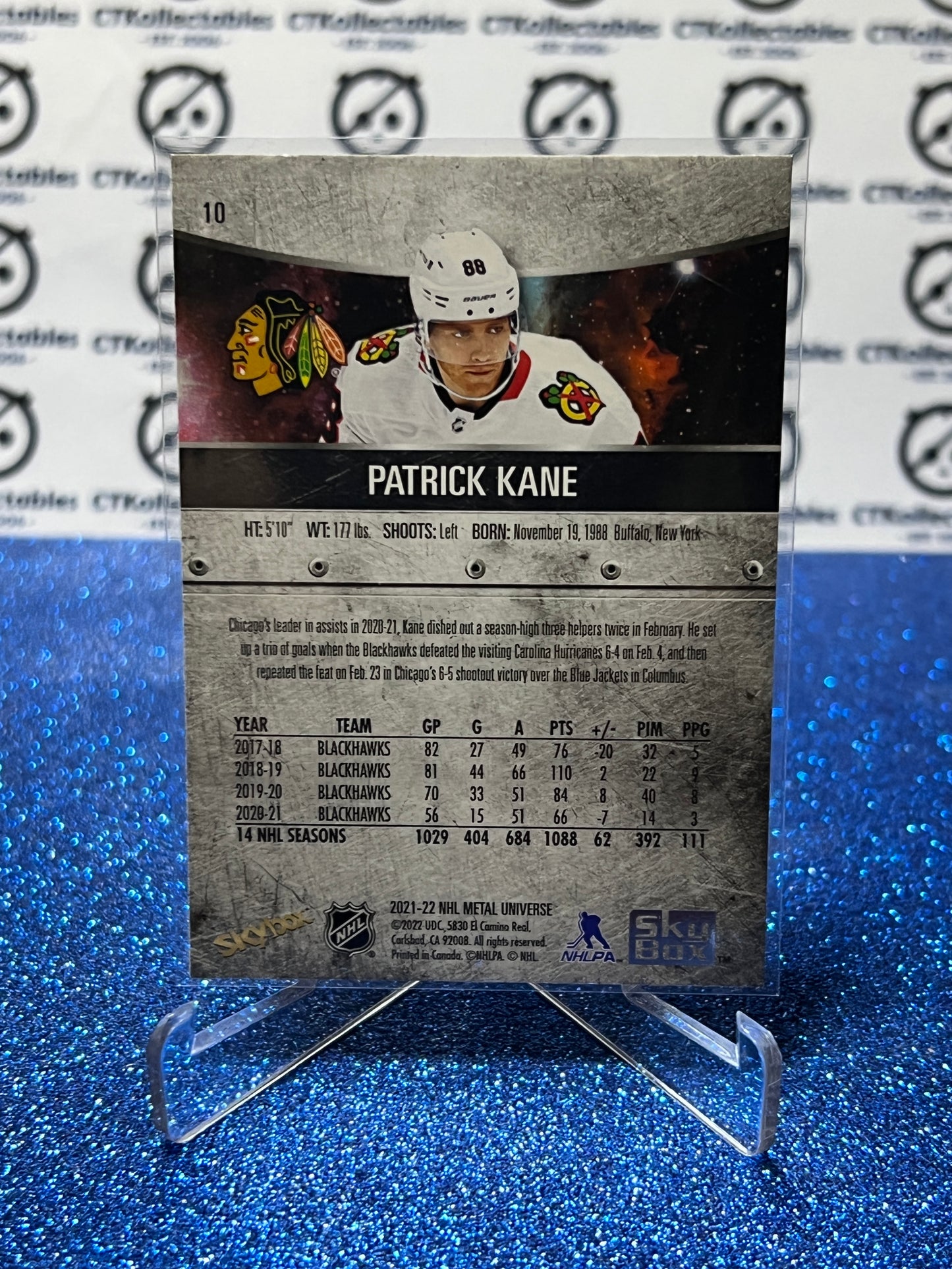 2021-22 SKYBOX METAL PATRICK KANE # 10 CHICAGO BLACKHAWKS  NHL HOCKEY CARD