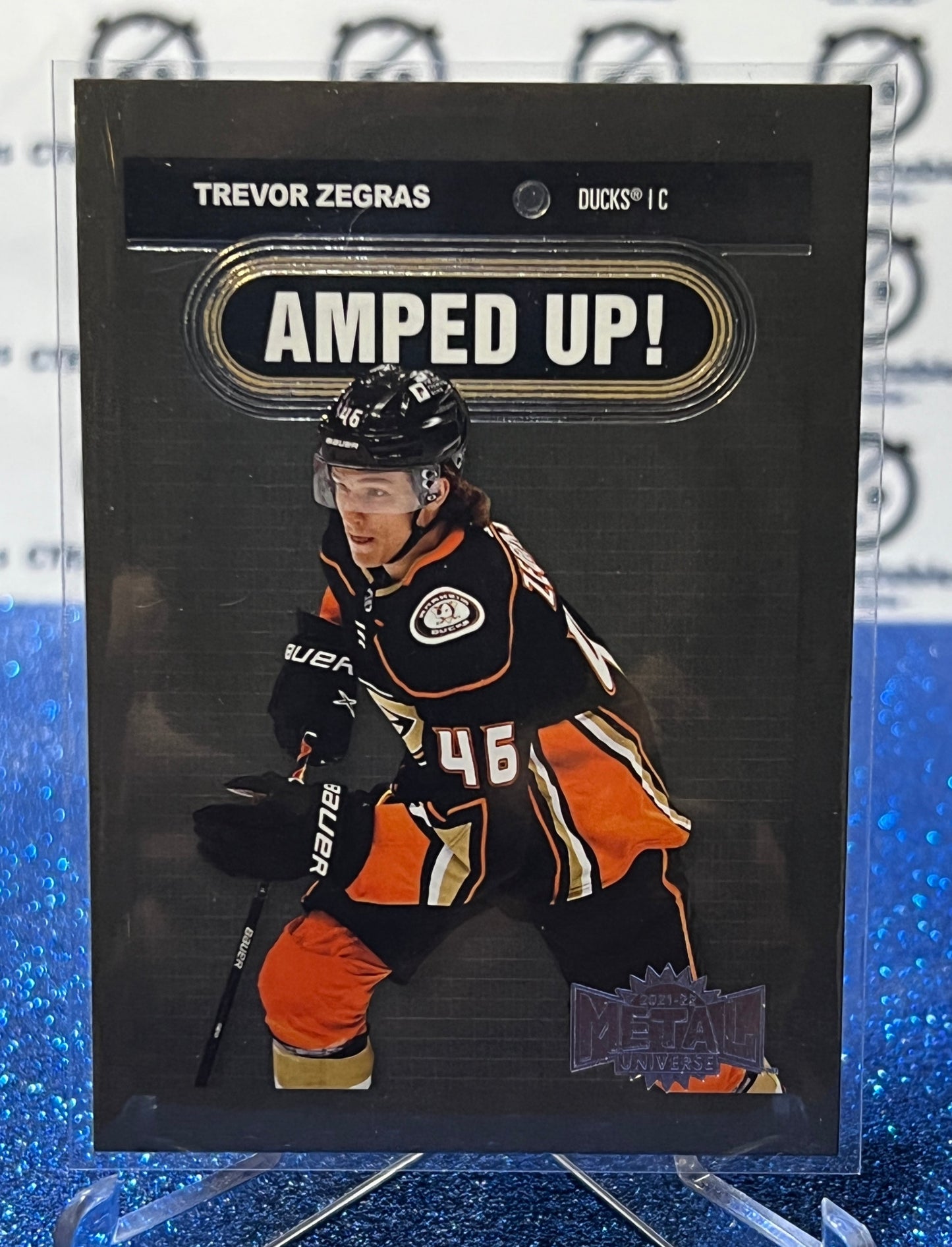 2021-22 SKYBOX METAL TREVOR ZEGRAS # AU-24 AMPED UP ROOKIE ANAHEIM DUCKS NHL HOCKEY CARD