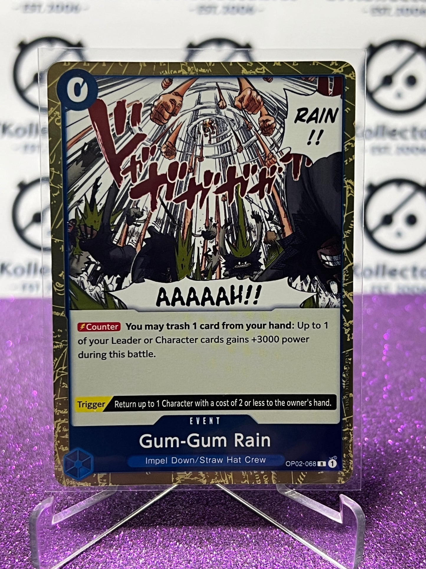 2023 PARAMOUNT WAR  ONE PIECE GUM-GUM RAIN # OP02-068 R ENGLISH TRADING GAME CARD