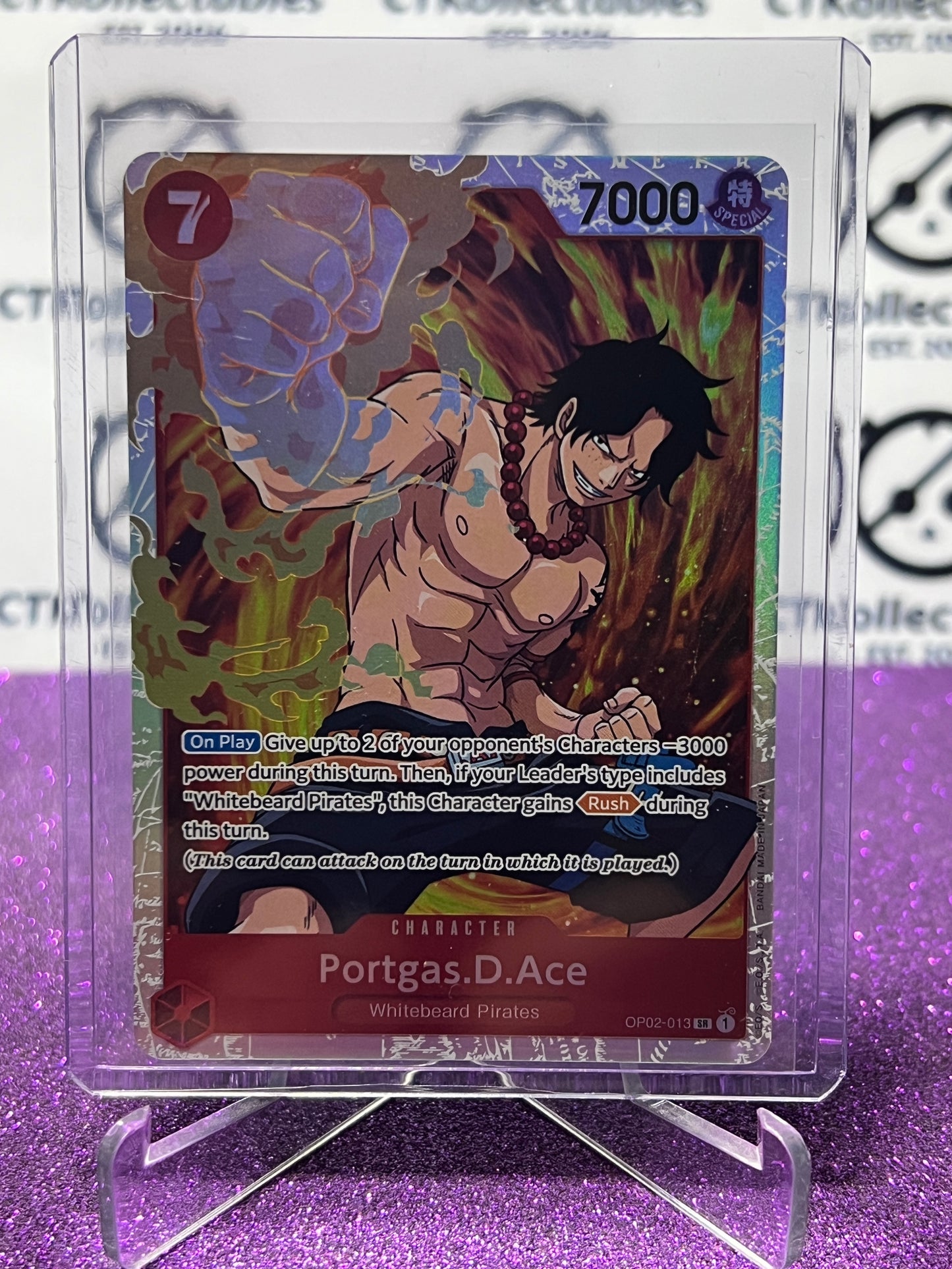 2023 PARAMOUNT WAR  ONE PIECE PORTGAS.D.ACE # OP02-013 SR ENGLISH TRADING GAME CARD (Copy)
