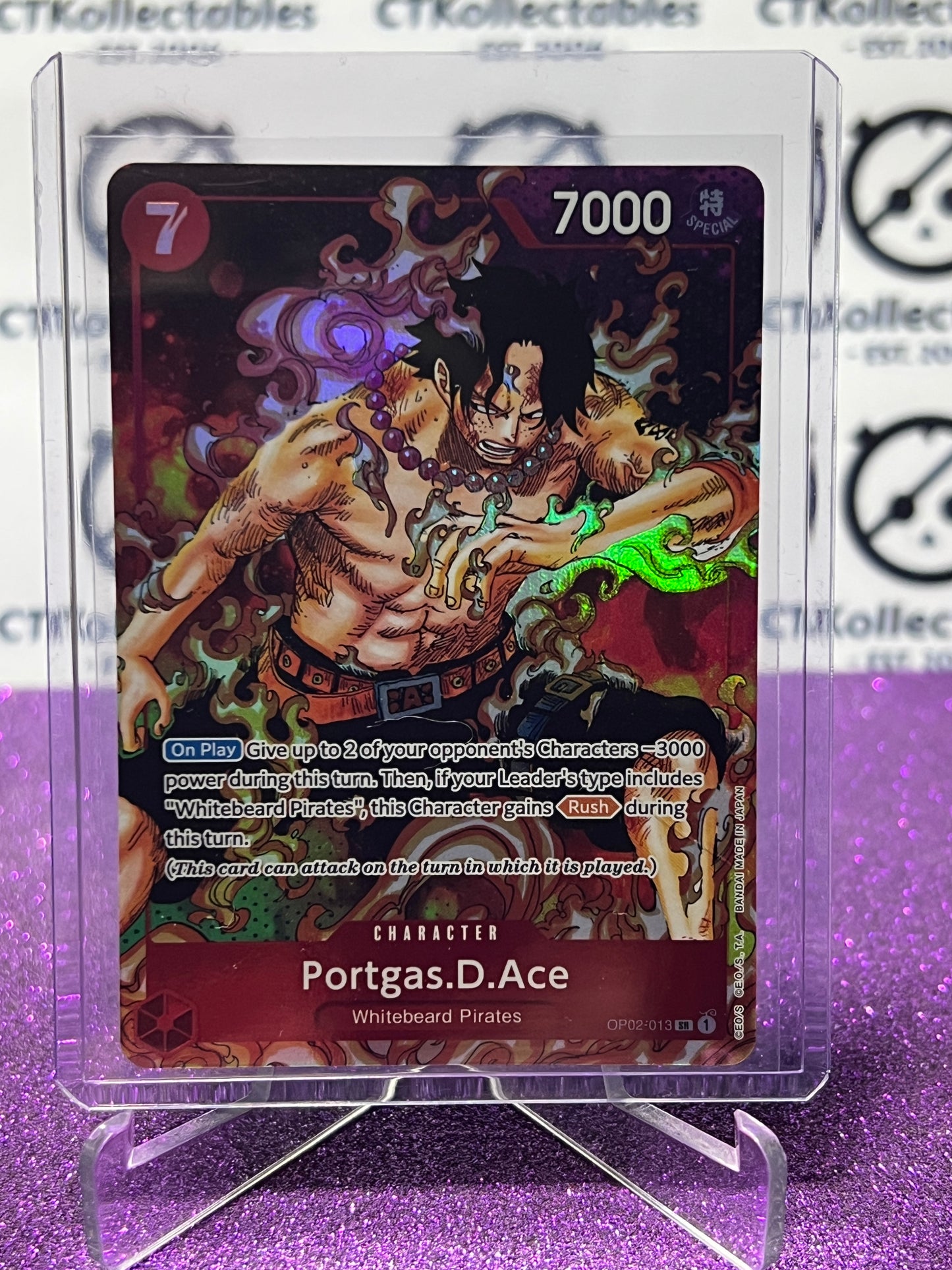 2023 PARAMOUNT WAR  ONE PIECE PORTGAS.D.ACE # OP02-013 SR ALT ART ENGLISH TRADING GAME CARD