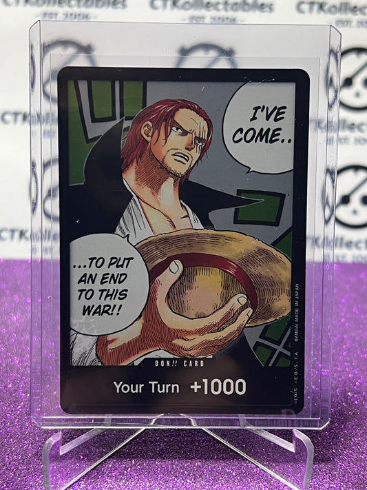 2023 PARAMOUNT WAR  ONE PIECE DON CARD!!! YOUR TURN +1000 SHANKS # OP02 ENGLISH TRADING GAME CARD