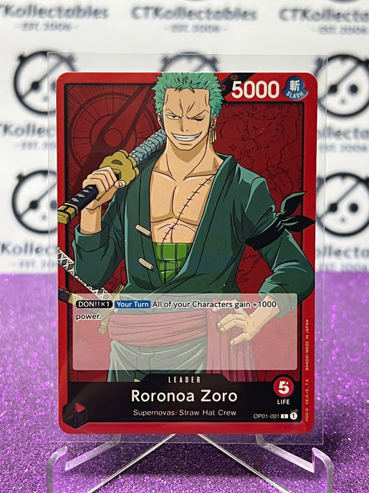 2022 ONE PIECE RORONOA ZORO # OP01-001 L ROMANCE DAWN  NON-FOIL TCG LEADER CARD