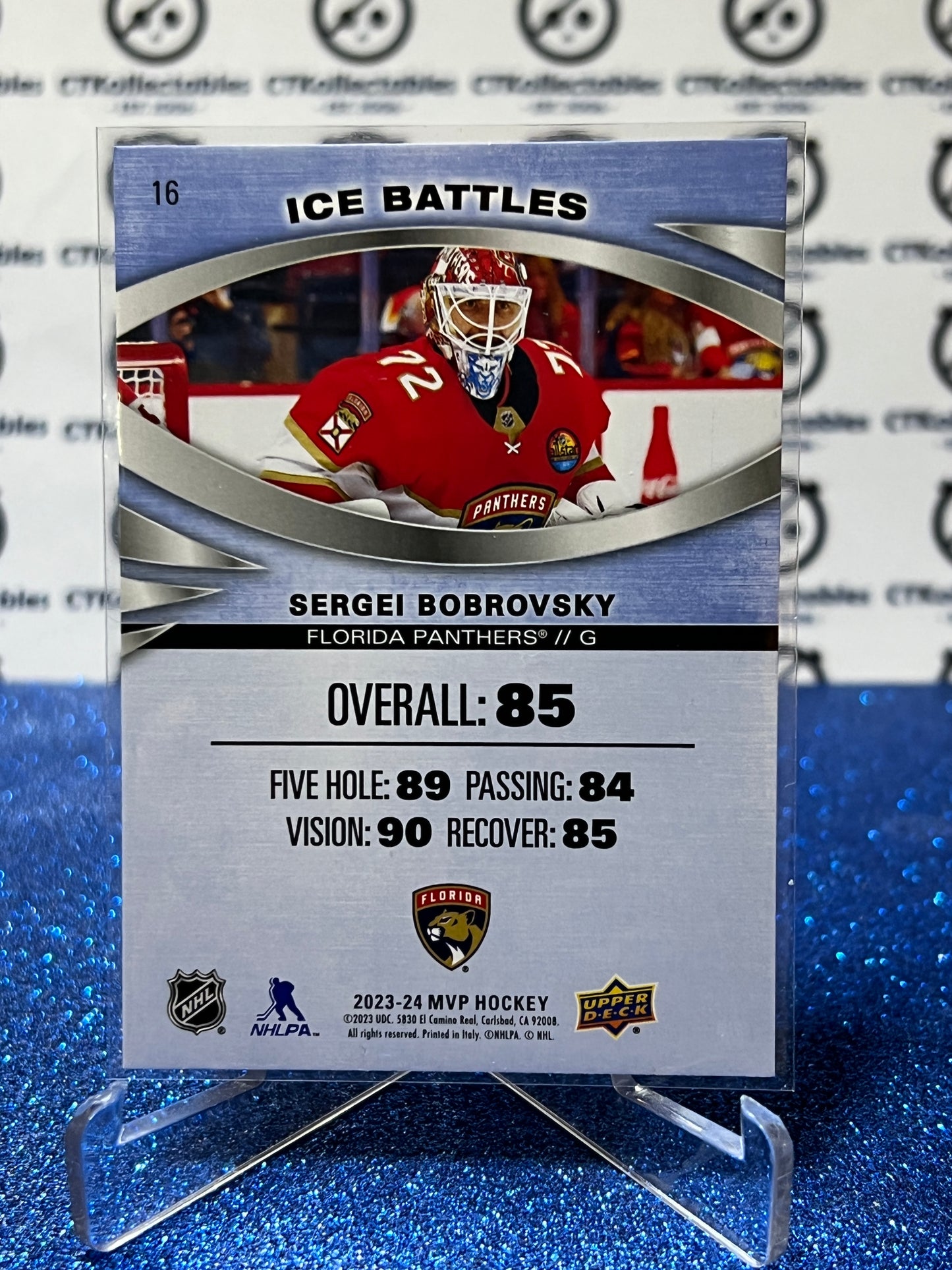 2023-24 UPPER DECK MVP SERGEI BOBROVSKY # 16 ICE BATTLES FLORIDA PANTHERS HOCKEY CARD