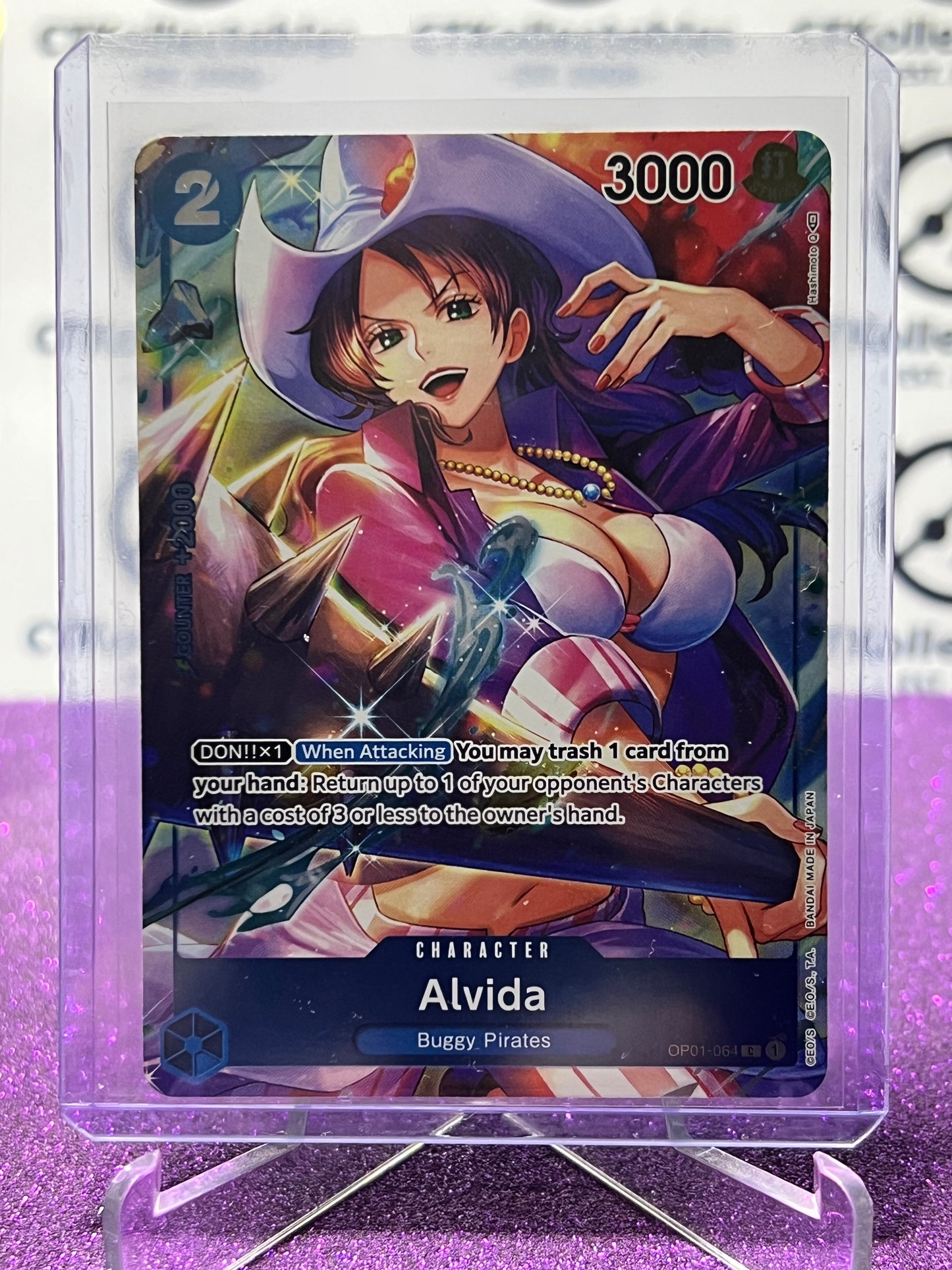 2022 ONE PIECE  ALVIDA # OP01-064 C ROMANCE DAWN BOX TOPPER  PROMO FOIL FULL ART CARD