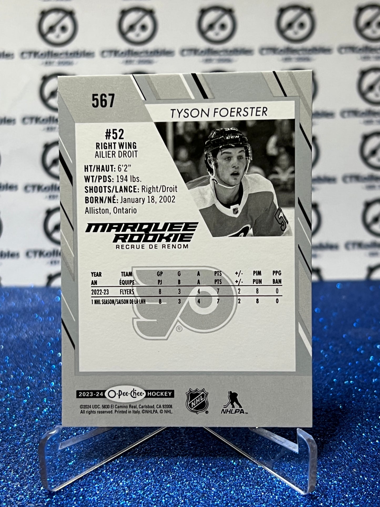 2023-24 O-PEE-CHEE TYSON FOERSTER # 567 MARQUEE ROOKIE PHILADELPHIA FLYERS NHL HOCKEY TRADING CARD