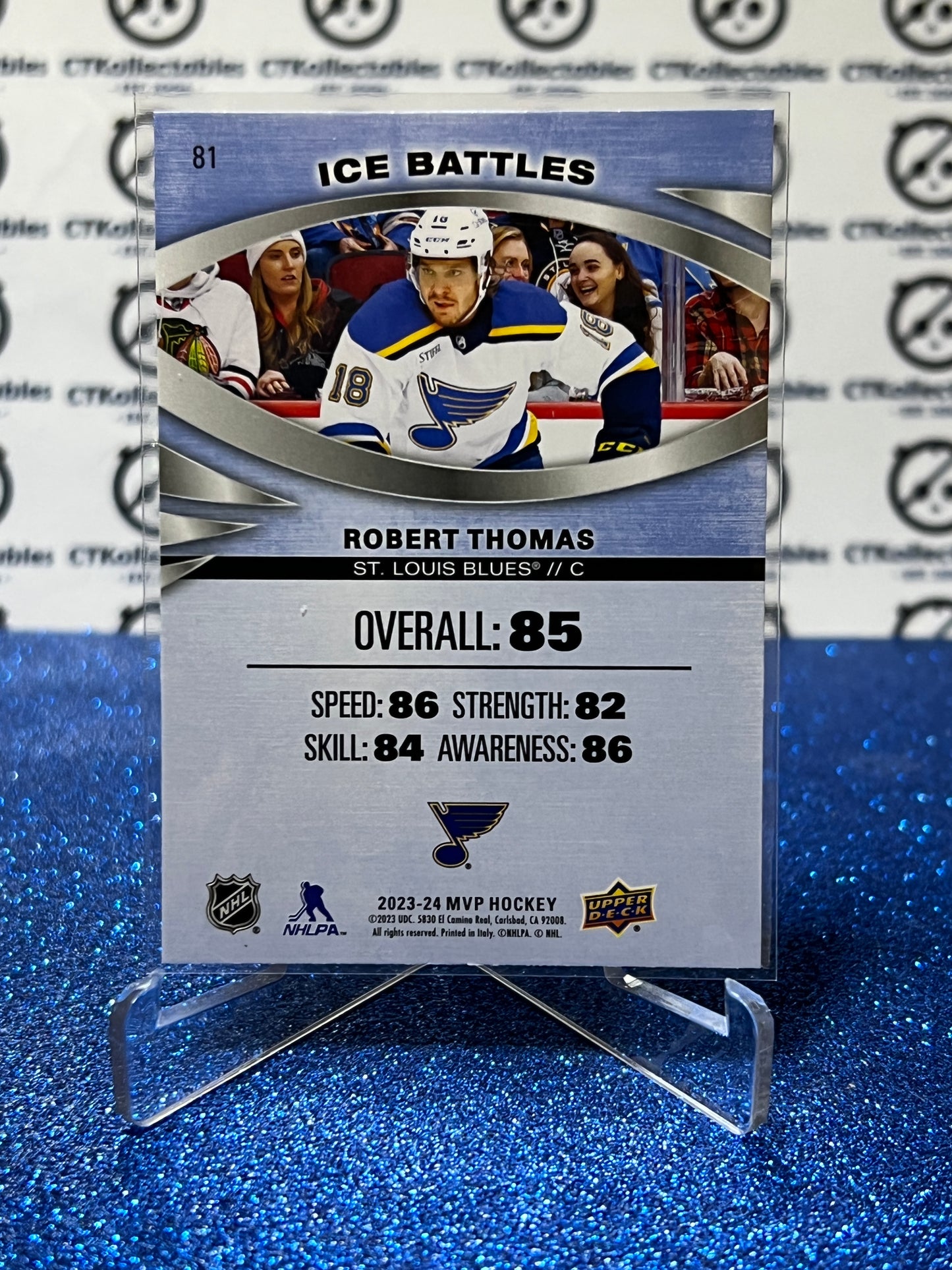 2023-24 UPPER DECK MVP ROBERT THOMAS # 81 ICE BATTLES ST. LOUIS BLUES NHL HOCKEY TRADING CARD