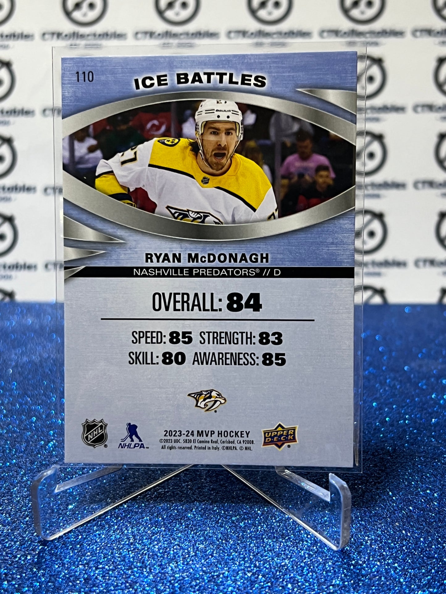 2023-24 UPPER DECK MVP RYAN McDONAGH # 110 ICE BATTLES NASHVILLE PREDATORS NHL HOCKEY TRADING CARD