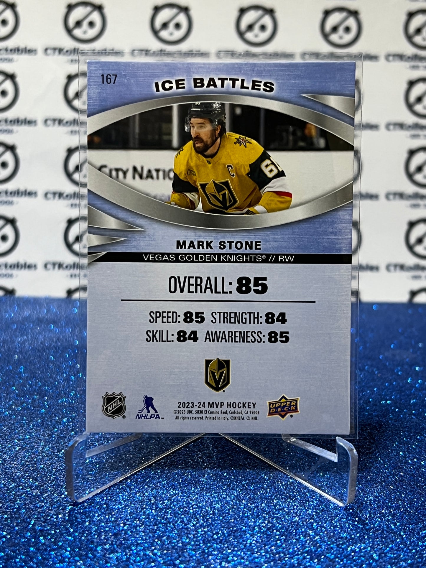 2023-24 UPPER DECK MVP MARK STONE # 167 ICE BATTLES VEGAS GOLDEN KNIGHTS NHL HOCKEY TRADING CARD