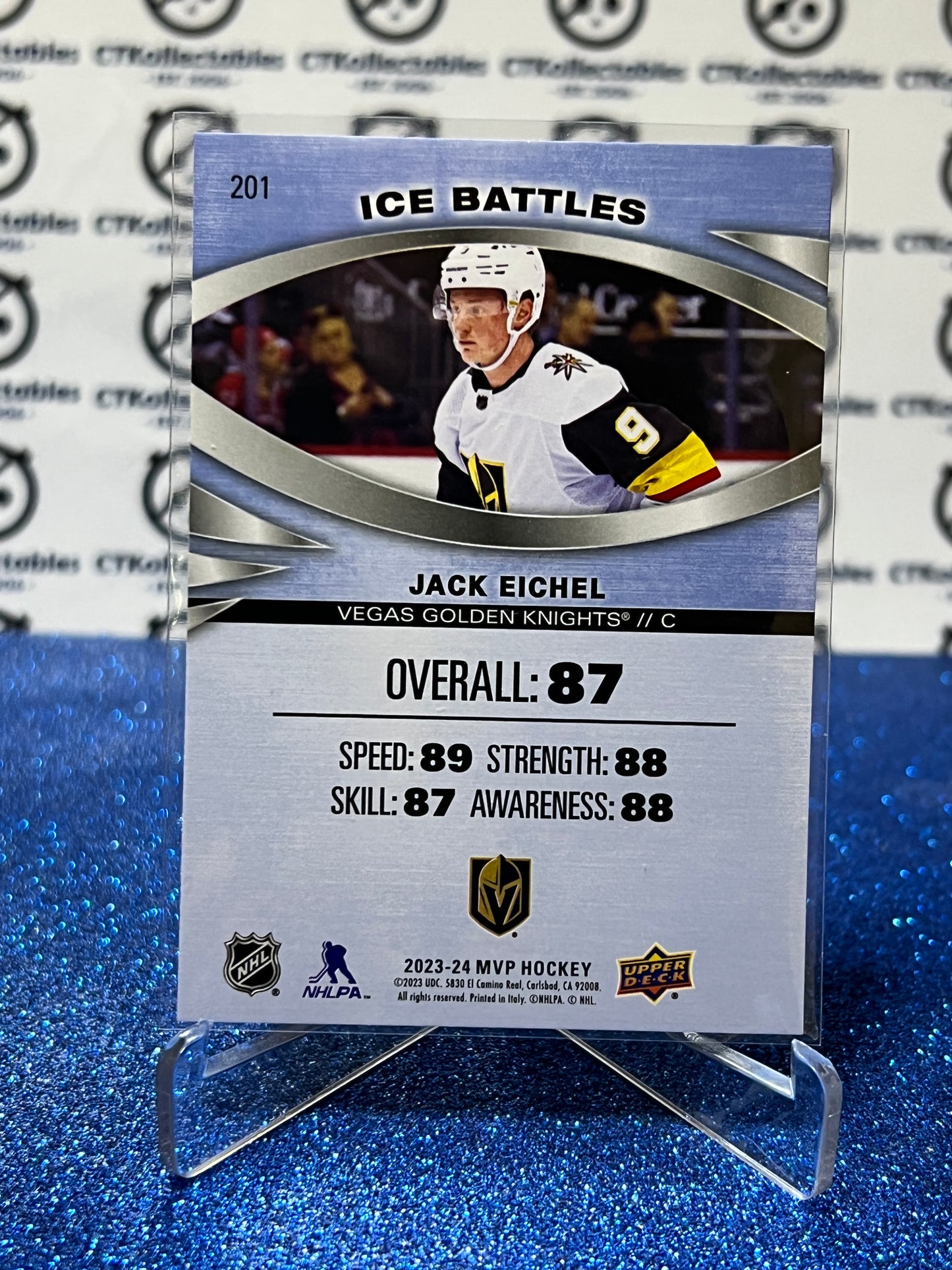 2023-24 UPPER DECK MVP JACK EICHELE # 201 ICE BATTLES VEGAS GOLDEN KNIGHTS NHL HOCKEY TRADING CARD