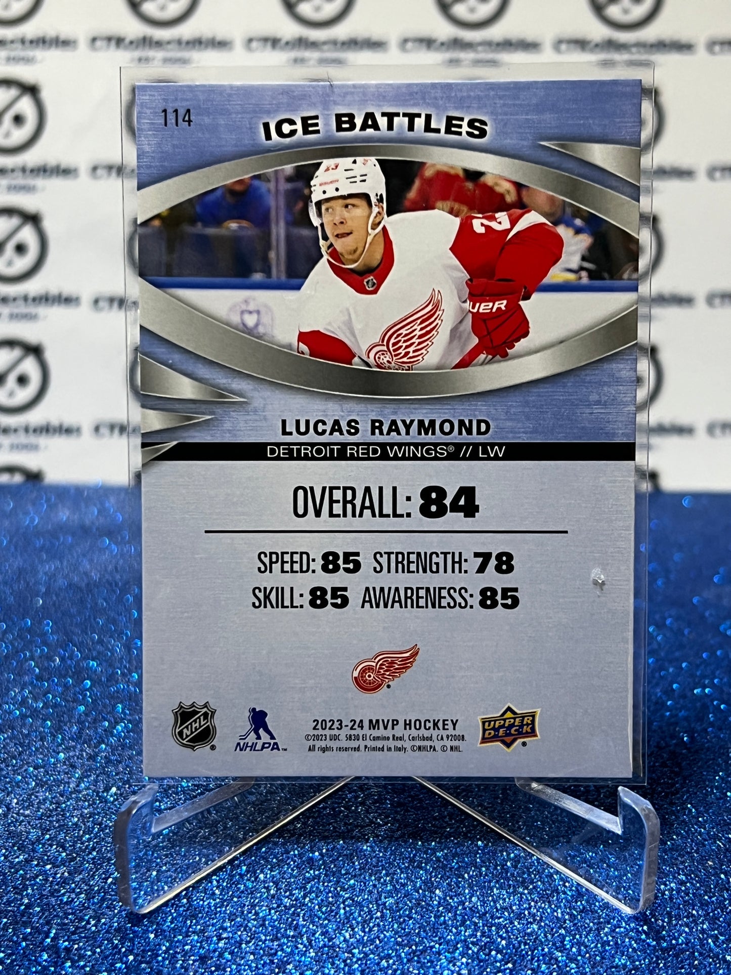 2023-24 UPPER DECK MVP LUCAS RAYMOND # 114 ICE BATTLES DETROIT RED WINGS NHL HOCKEY TRADING CARD