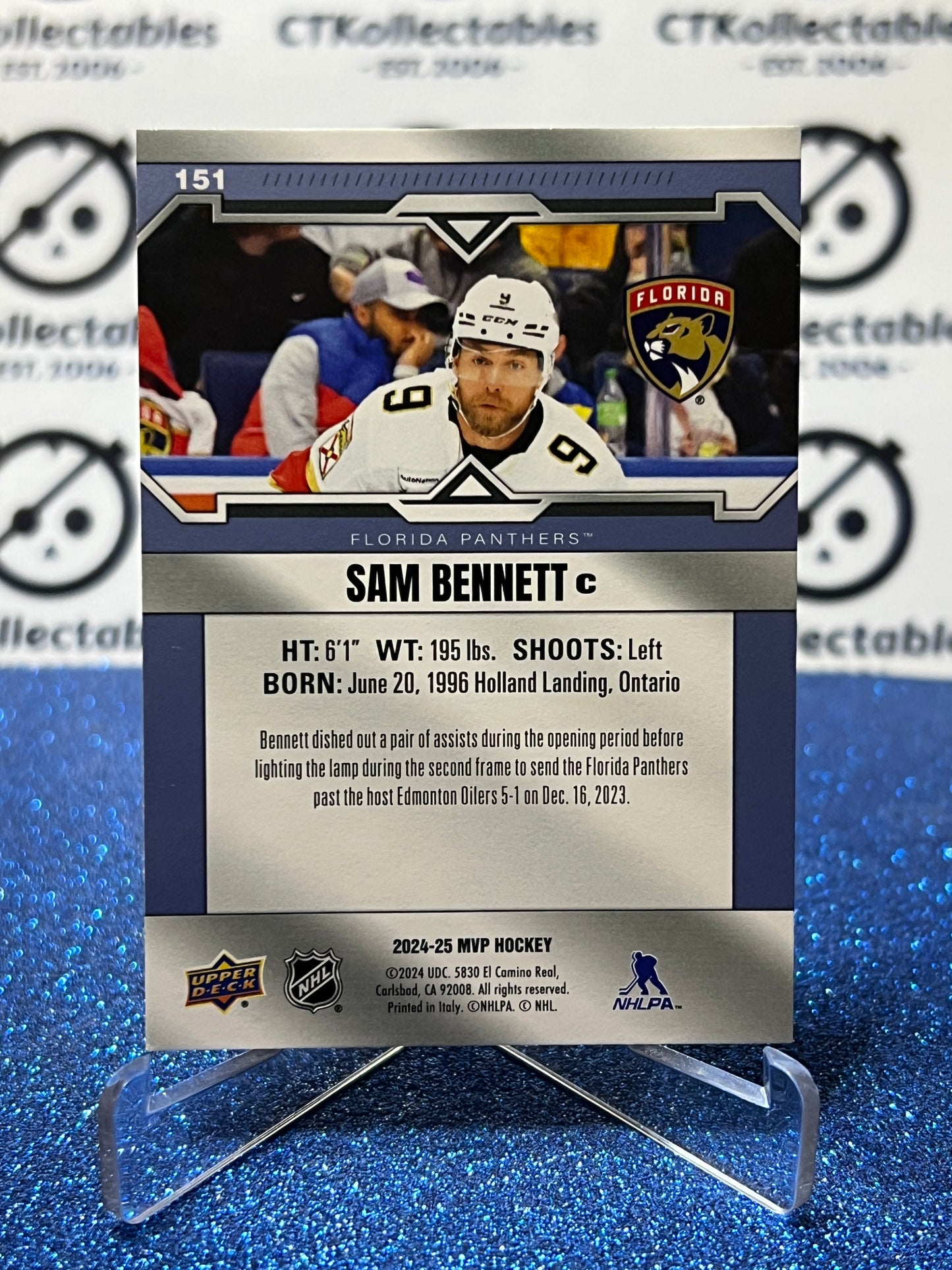 2024-25 UPPER DECK MVP SAM BENNETT # 151 FLORIDA PANTHERS HOCKEY CARD