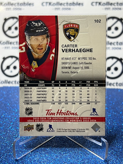 2025-26 UPPER DECK CARTER VERHAEGHE # 102 TIM HORTONS FLORIDA PANTHERS HOCKEY CARD