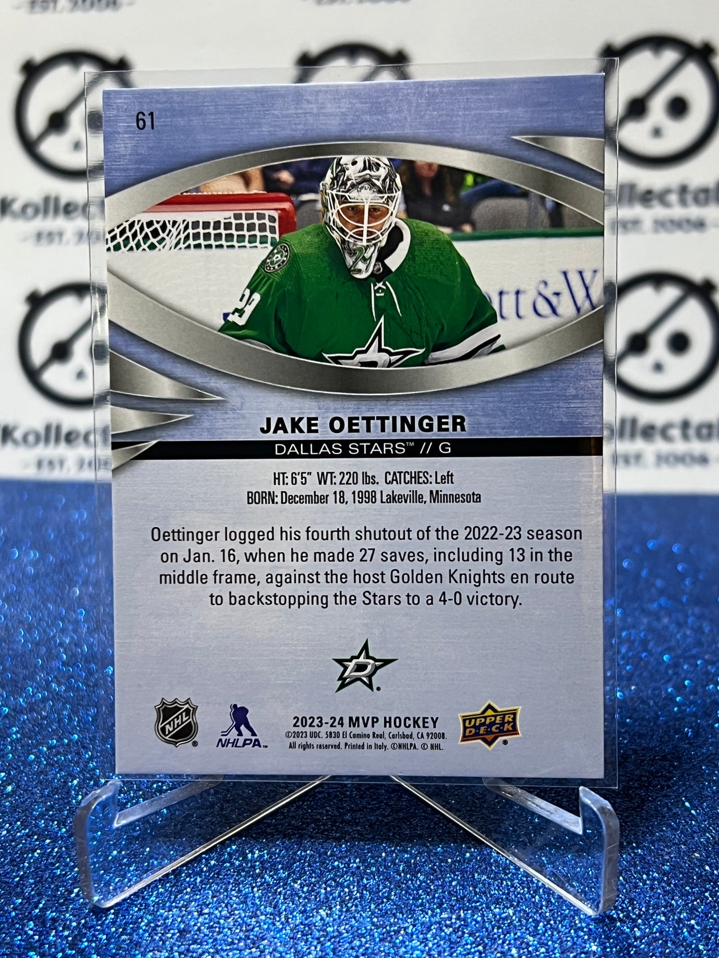 2023-24 UPPER DECK MVP JAKE OETTINGER # 61 DALLAS STARS NHL HOCKEY CARD