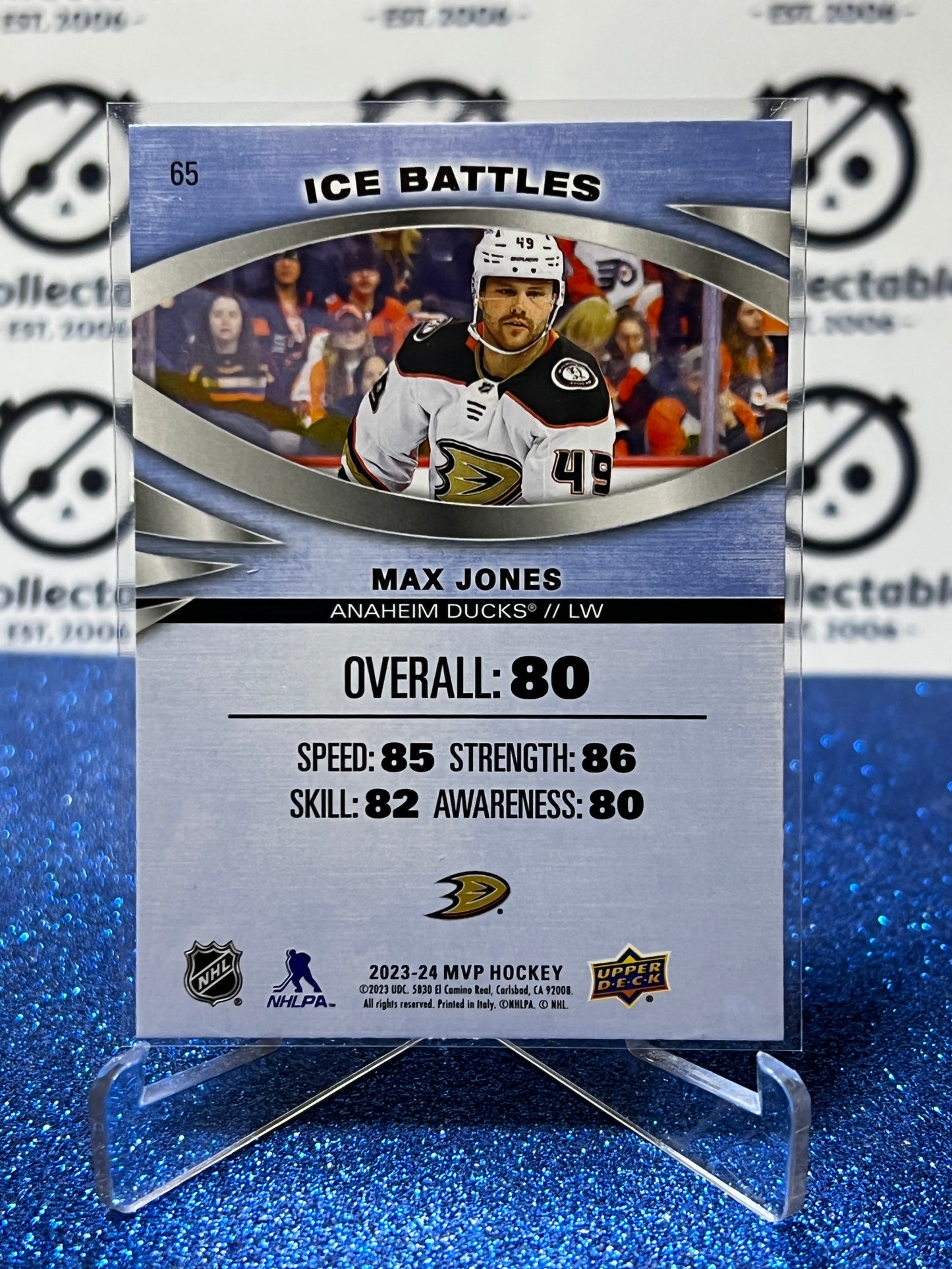 2023-24 UPPER DECK MVP MAX JONES # 65 ICE BATTLES ANAHEIM DUCKS NHL HOCKEY CARD