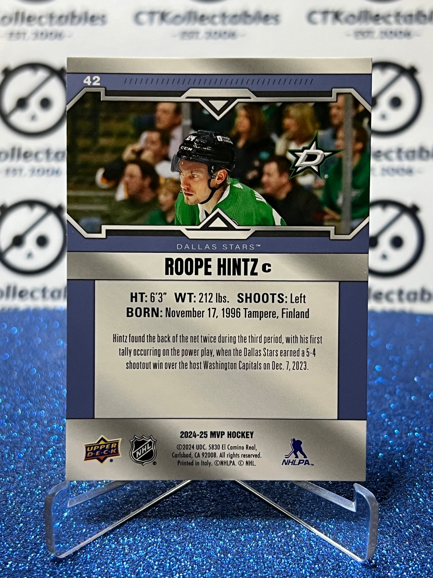 2024-25 UPPER DECK MVP ROOPE HINTZ # 42 DALLAS STARS HOCKEY CARD