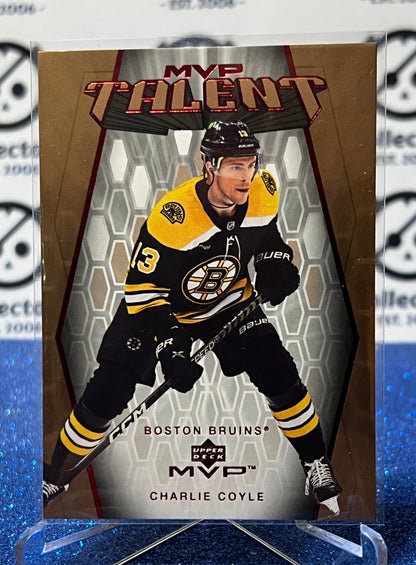 2023-24 UPPER DECK MVP TALENT CHARLIE COYLE # MT-38 RED BOSTON BRUINS HOCKEY CARD