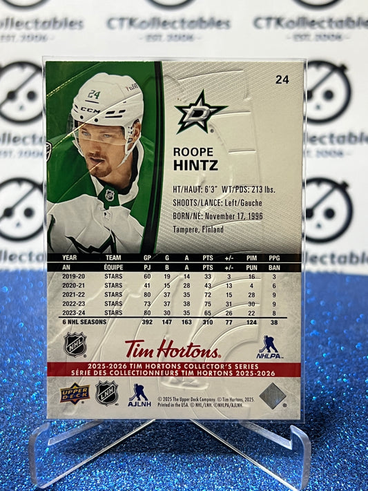 2025-26 UPPER DECK ROOPE HINTZ # 24 TIM HORTONS DALLAS STARS HOCKEY CARD