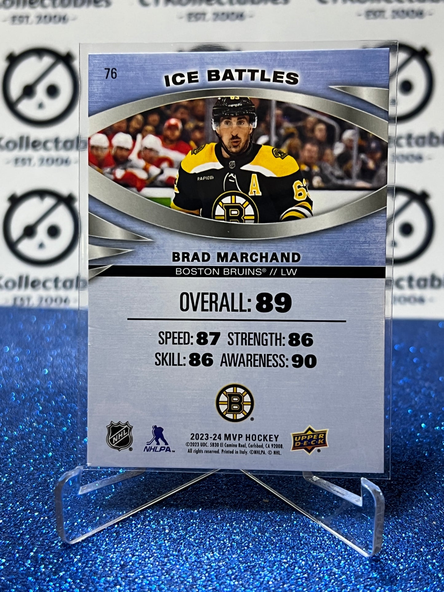 2023-24 UPPER DECK MVP BRAD MARCHAND # 76 ICE BATTLES BOSTON BRUINS HOCKEY CARD