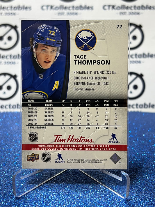 2025-26 UPPER DECK TAGE THOMPSON # 72 TIM HORTONS BUFFALO SABRES HOCKEY CARD