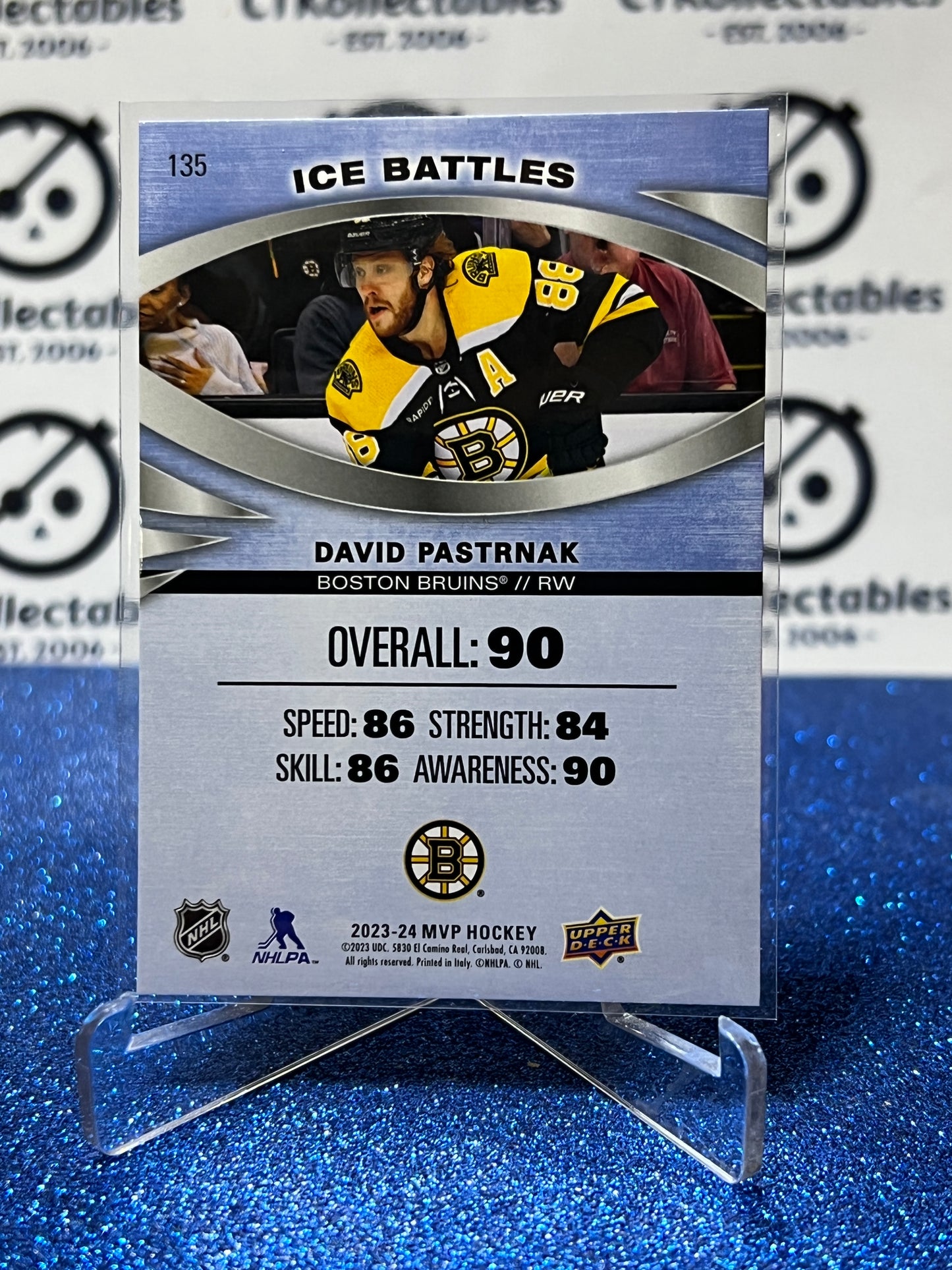 2023-24 UPPER DECK MVP DAVID PASTRNAK # 135 ICE BATTLES BOSTON BRUINS HOCKEY CARD