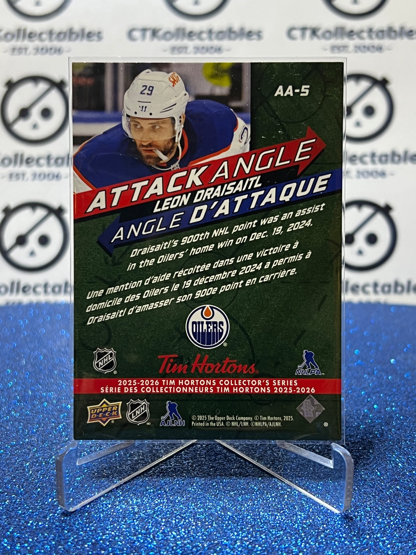 2025-26 UPPER DECK LEON DRAISAITL # AA-5 TIM HORTONS EDMONTON OILERS HOCKEY CARD
