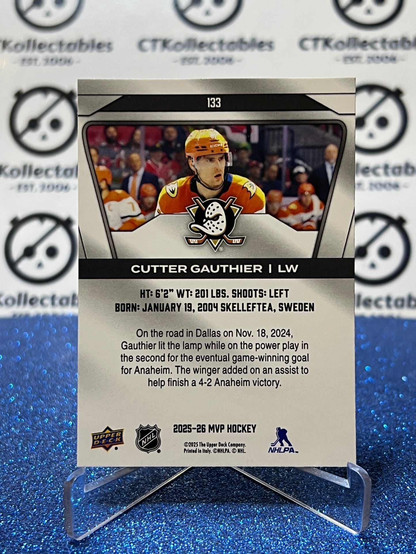 2025-26 UPPER DECK MVP CUTTER GAUTHIER # 133 ANAHEIM DUCKS HOCKEY CARD