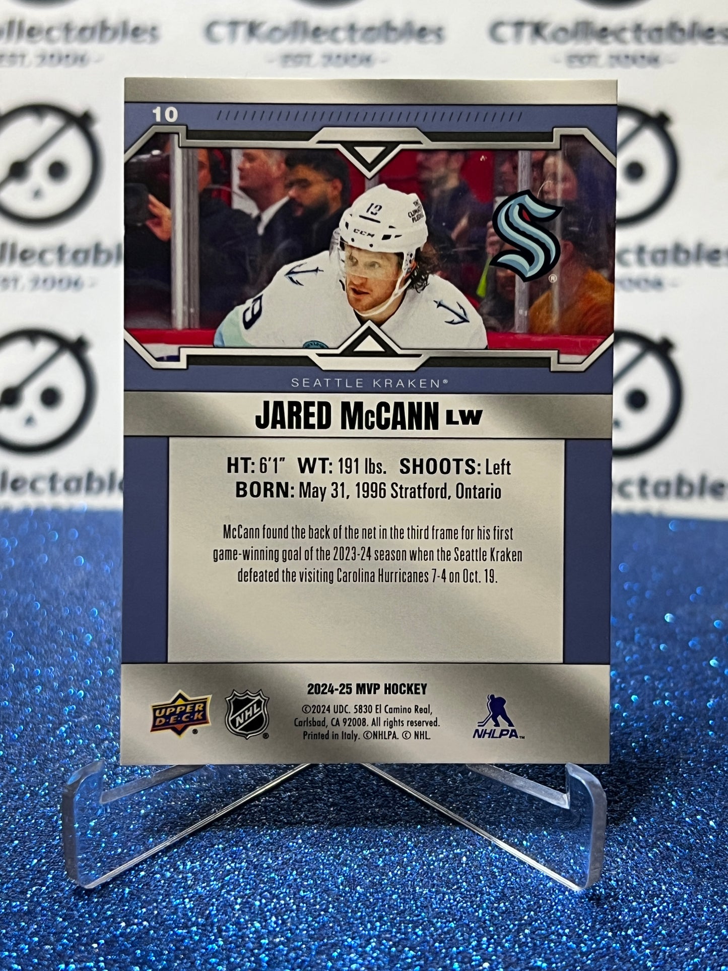 2024-25 UPPER DECK MVP JARED McCANN # 10 SEATTLE KRAKEN HOCKEY CARD