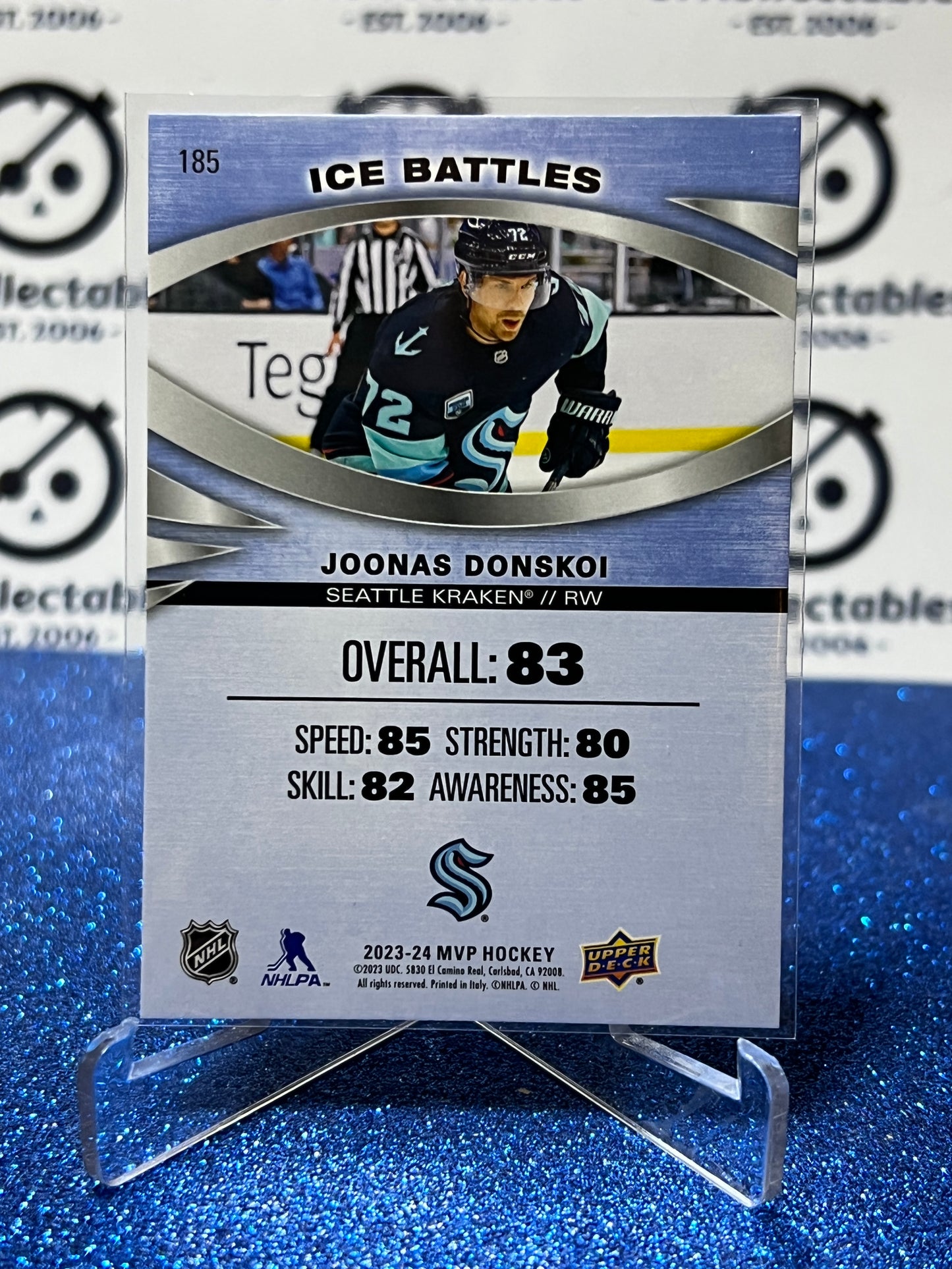 2023-24 UPPER DECK MVP JOONAS DONSKOI # 185 ICE BATTLES SEATTLE KRAKEN NHL HOCKEY CARD