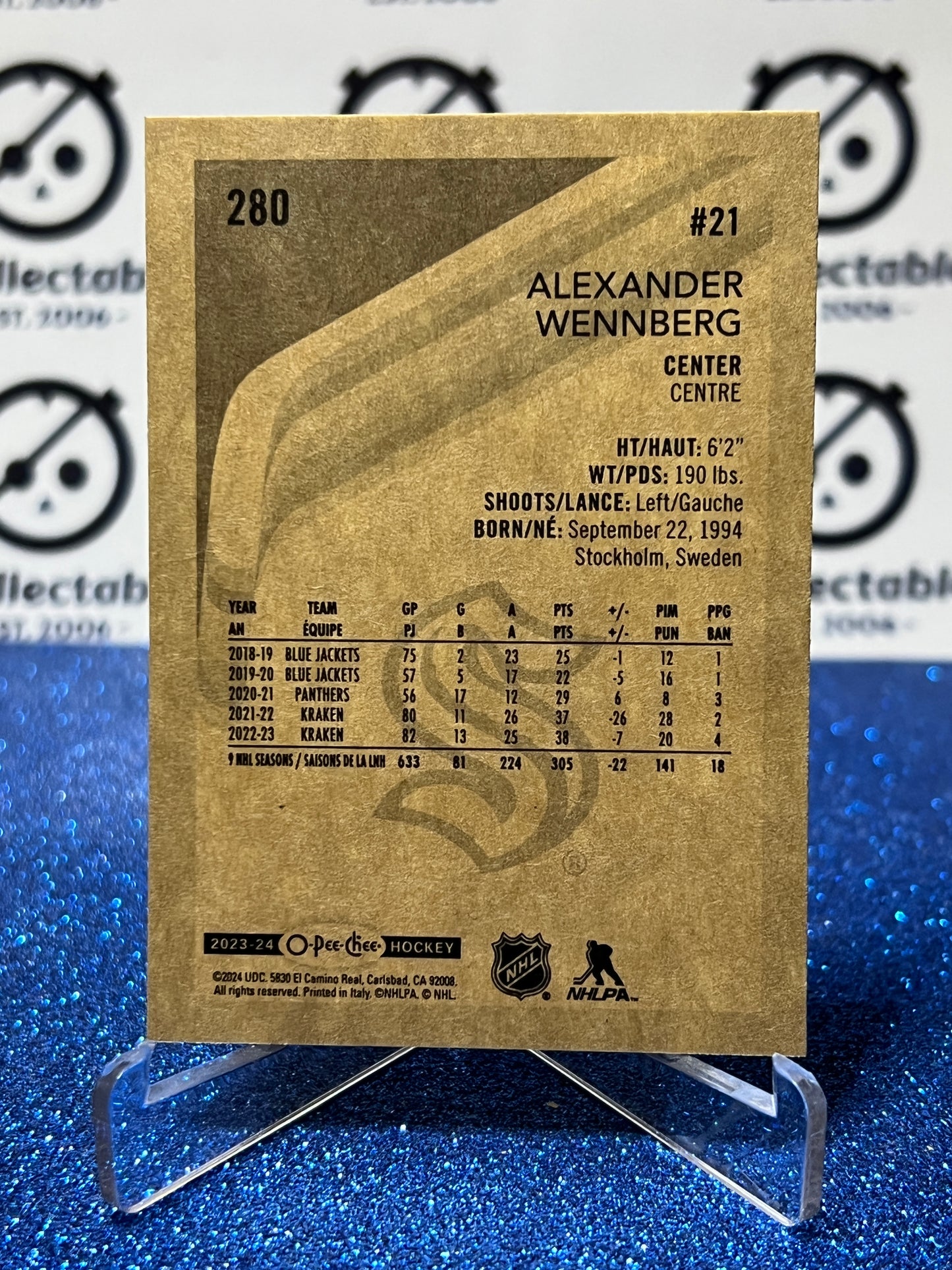 2023-24 O-PEE-CHEE ALEXANDER WENNBERG # 280 RETRO SEATTLE KRAKEN NHL HOCKEY CARD