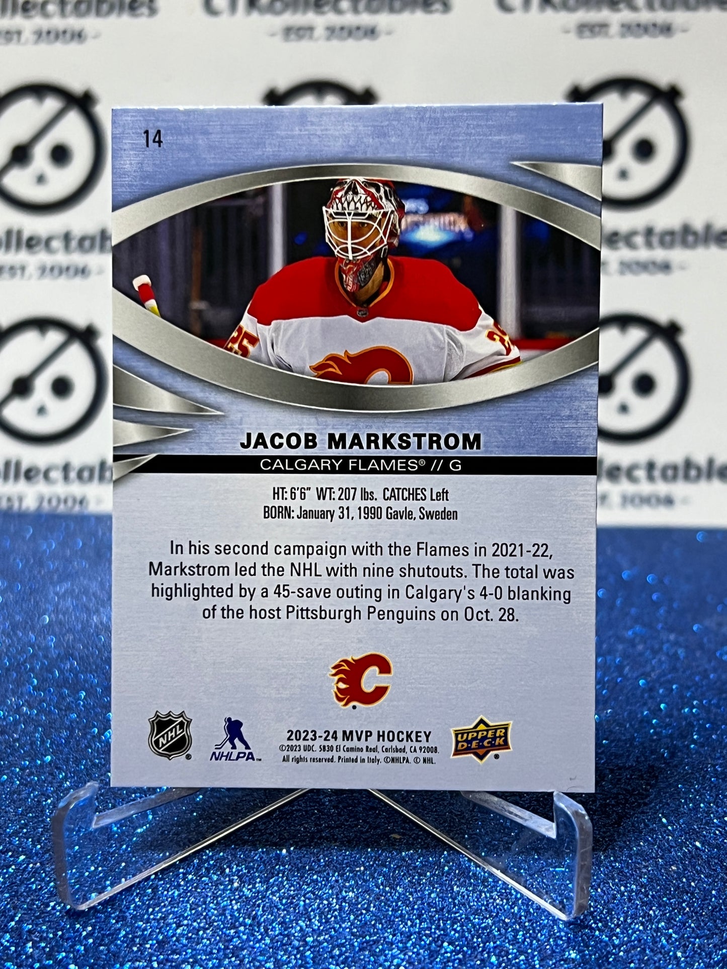 2023-24 UPPER DECK MVP JACOB MARKSTROM # 14 CALGARY FLAMES NHL HOCKEY CARD